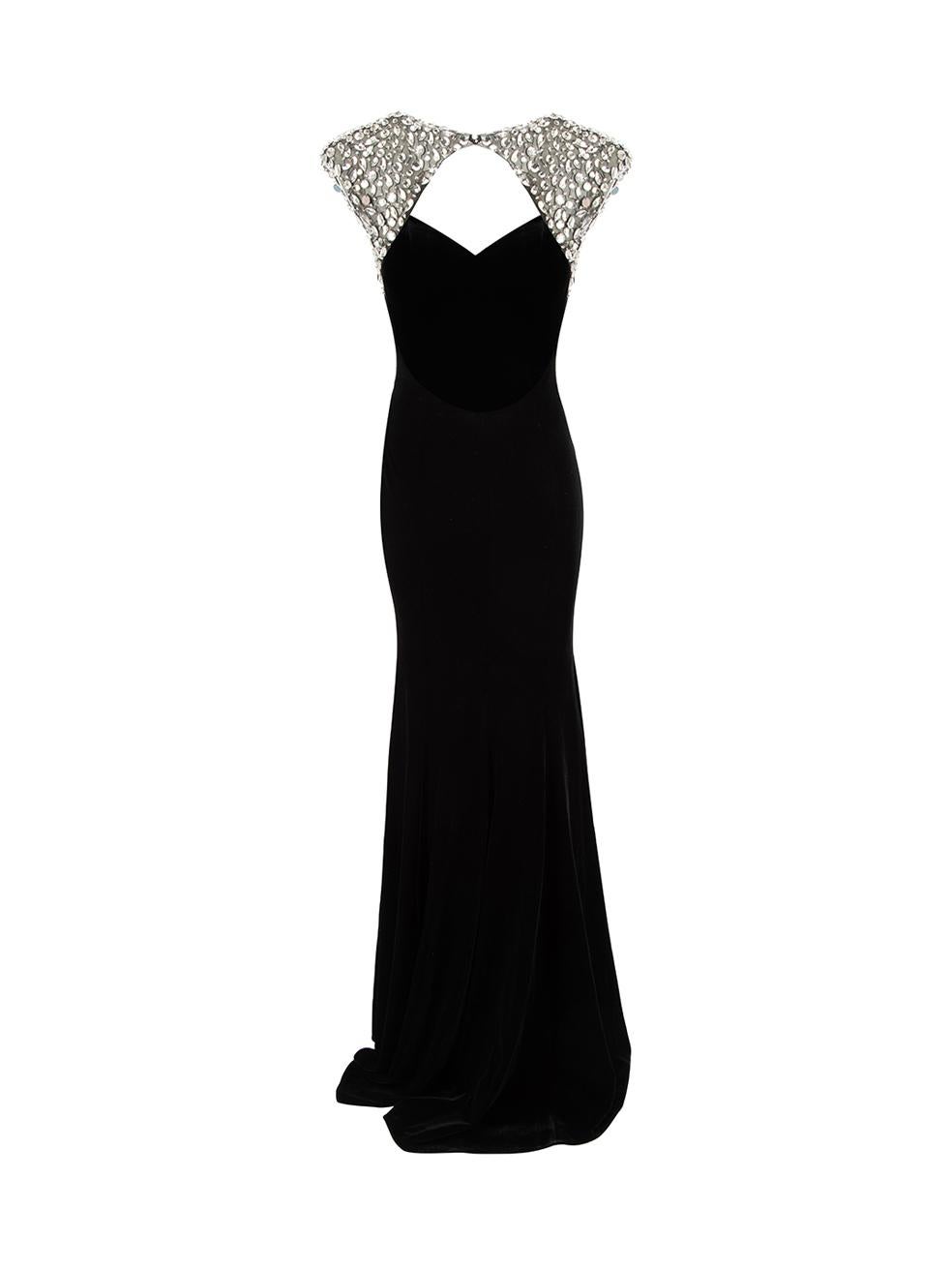 Jovani Black Embellished Velvet Maxi Gown Size XS In Excellent Condition In London, GB