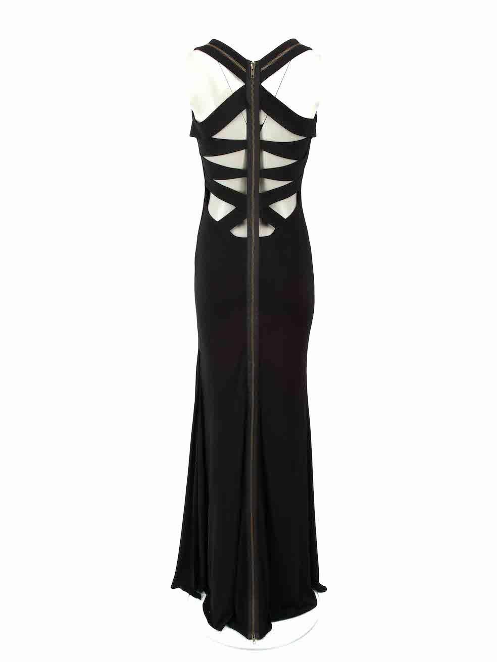 Jovani Black Zip Detail Maxi Dress Size XS In Good Condition For Sale In London, GB