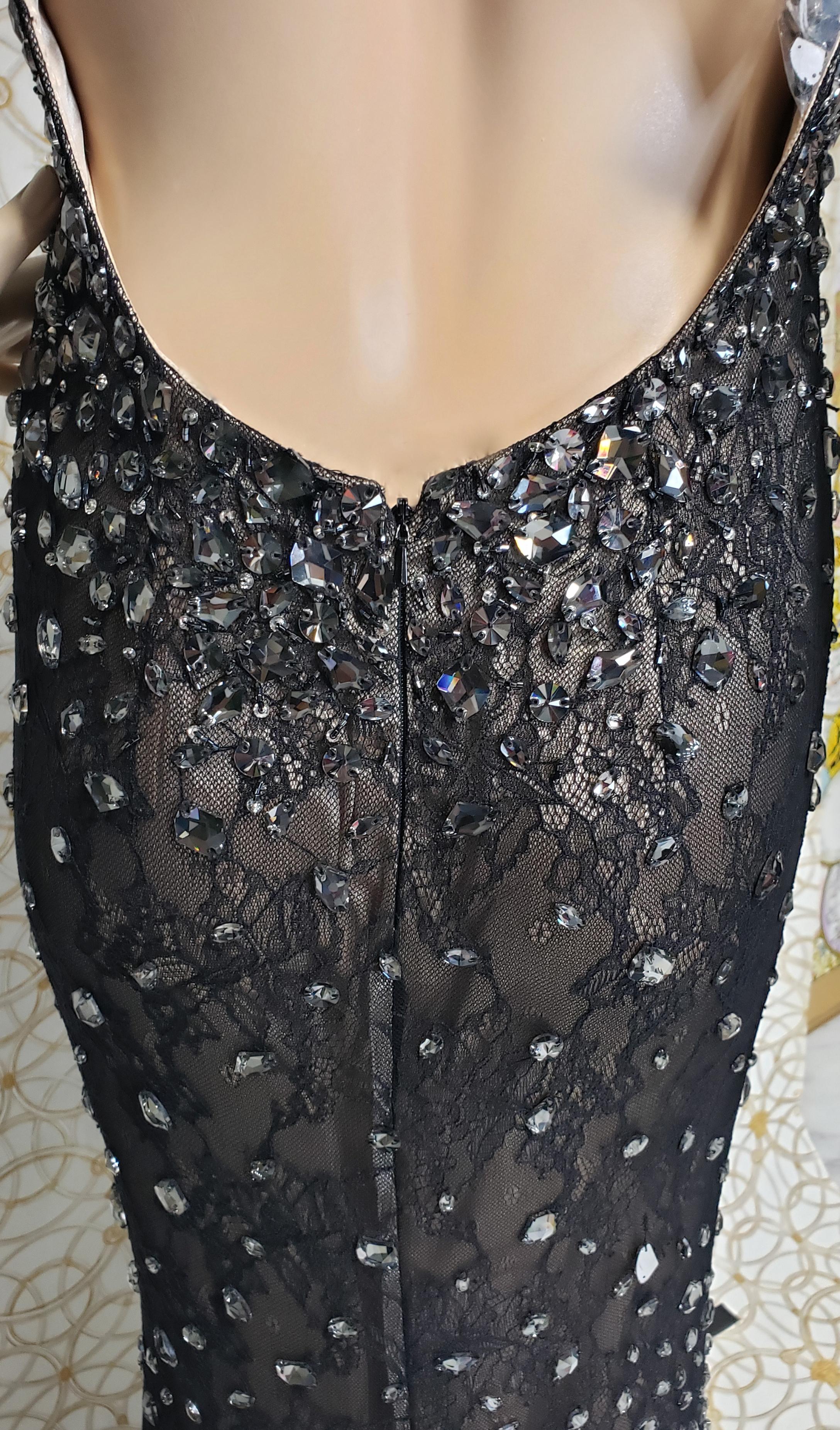 JOVANI Couture Black Sheer Lace Beaded Illusion Gown worn by Natalie Cole 5