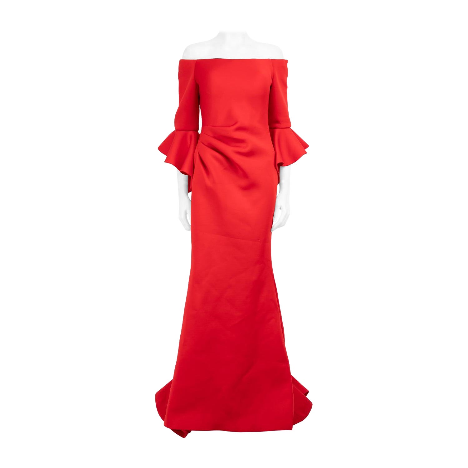 Jovani Red Off Shoulder Flared Sleeve Maxi Dress Size M