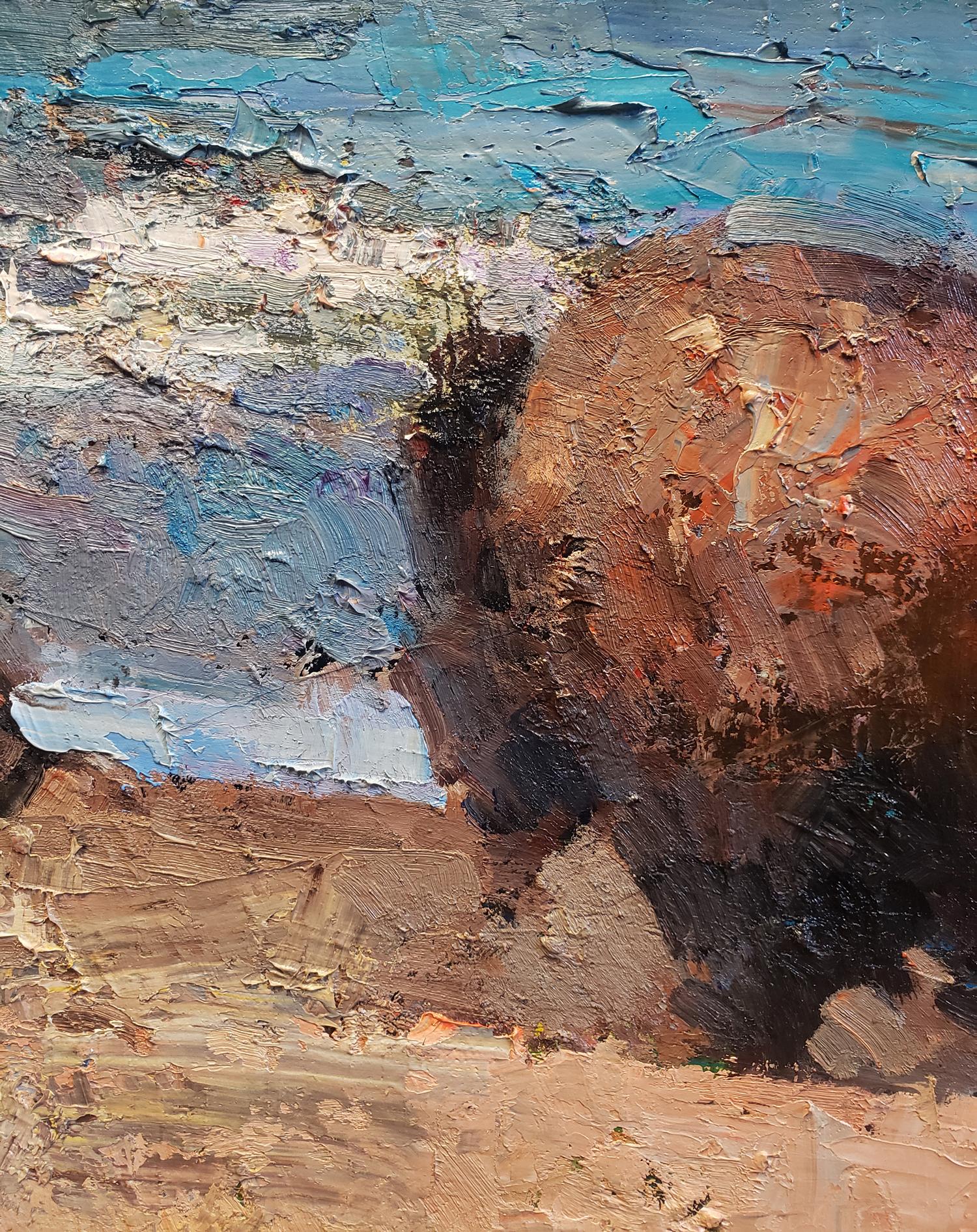 Catalina Bison - Impressionist Painting by Jove Wang