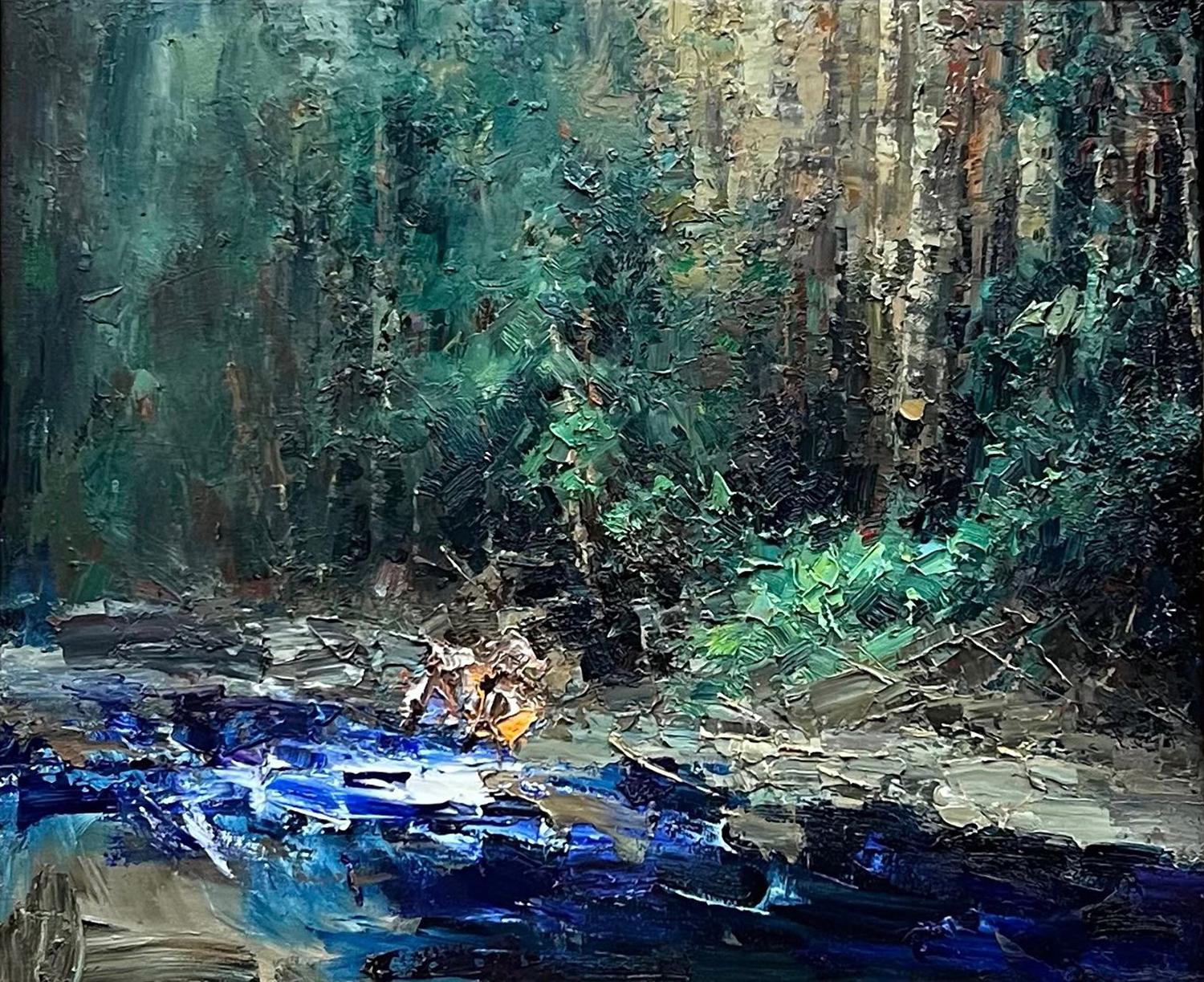 Cowboy Watering His Horse - Impressionist Painting by Jove Wang