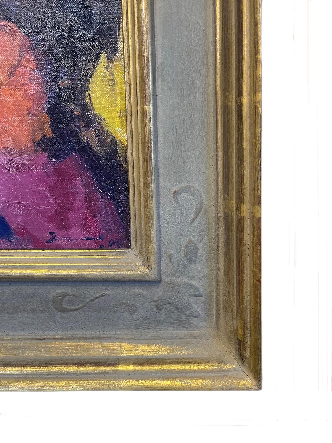 Ragazza nativa americana che suona il tamburo a sonagli - Painting Impressionismo di Jove Wang
