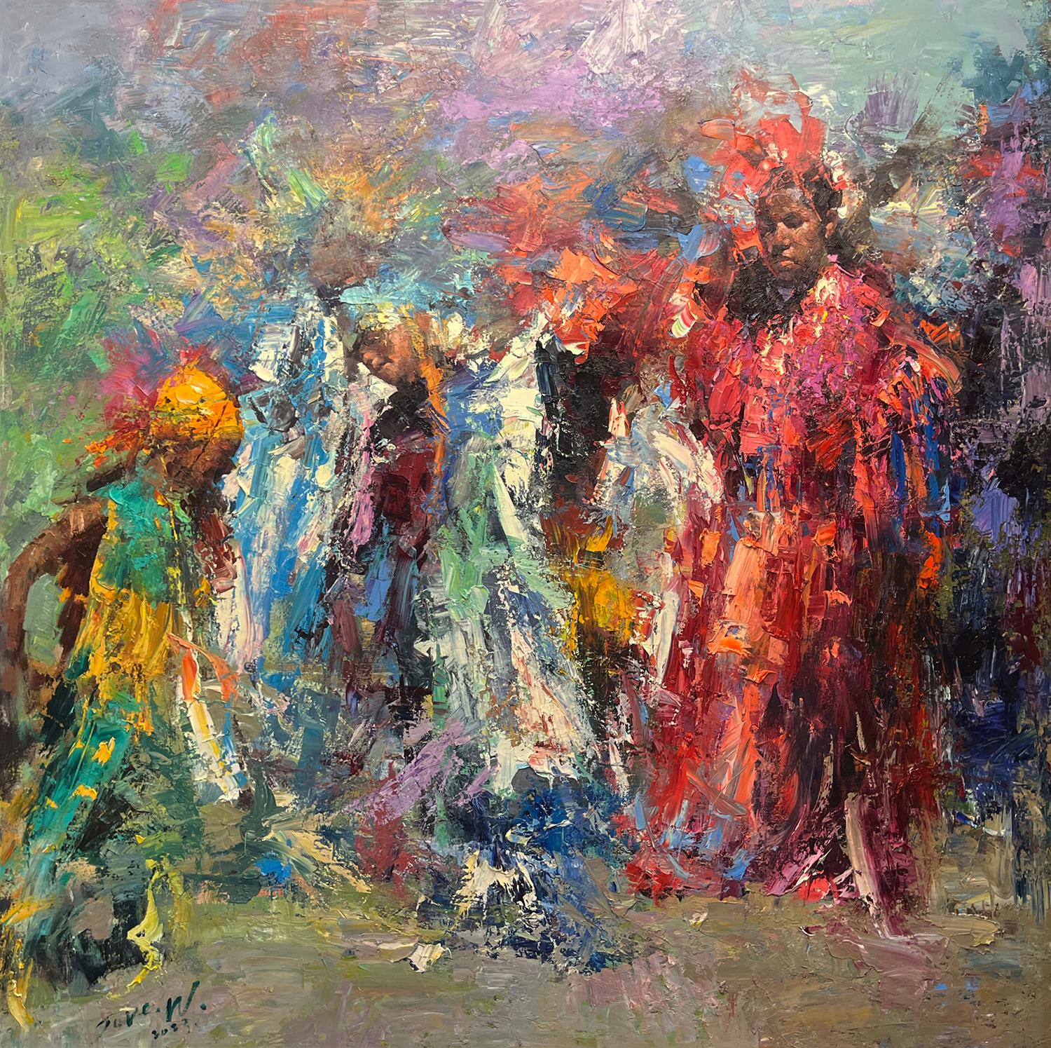 Grande evento dei nativi americani - Painting Impressionismo di Jove Wang