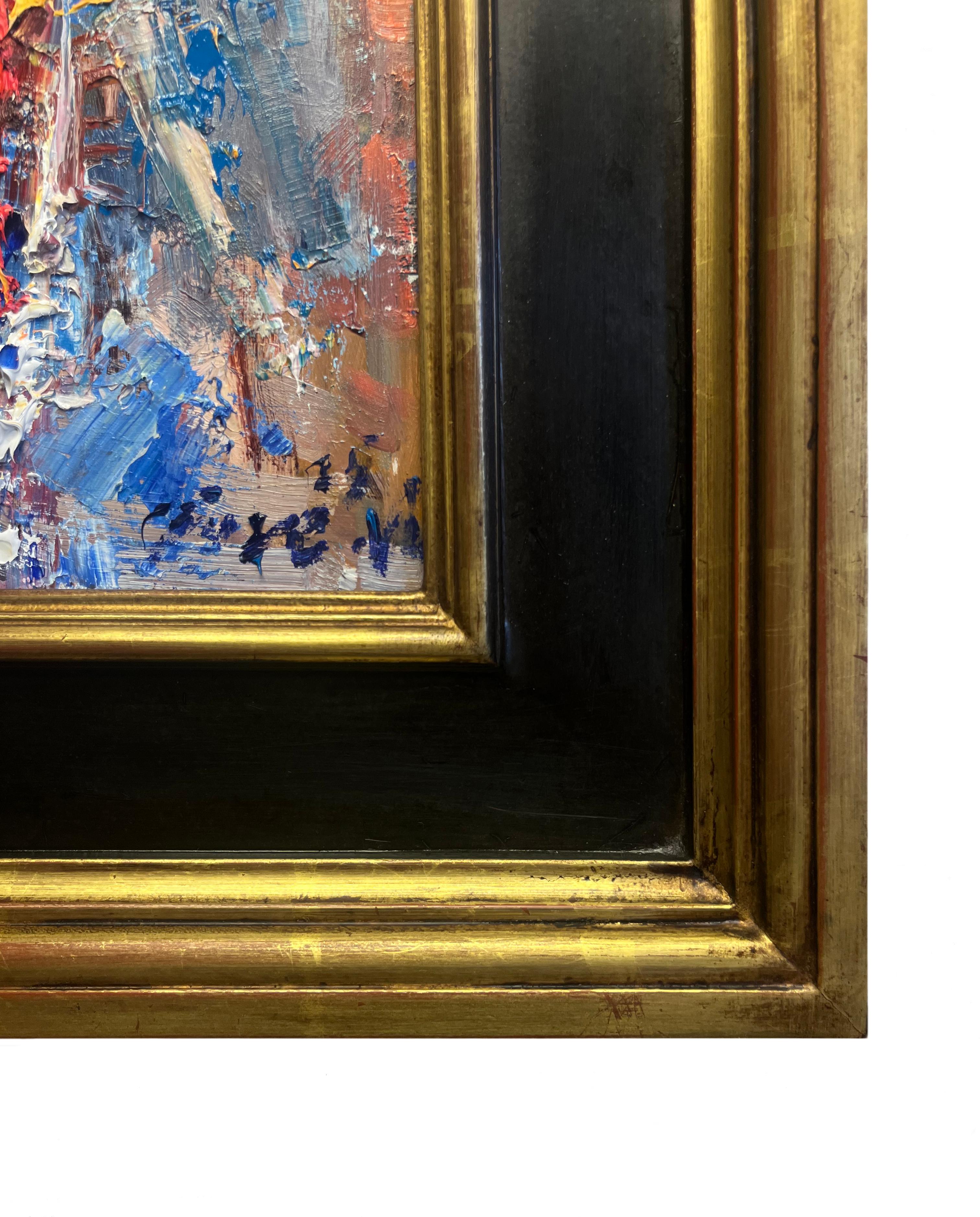 Young Boy at Gathering of Nations Pow Wow - Black Portrait Painting by Jove Wang