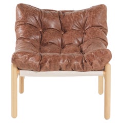 Jover Valls 'Wallace' Tufted Leather Lounge Chair
