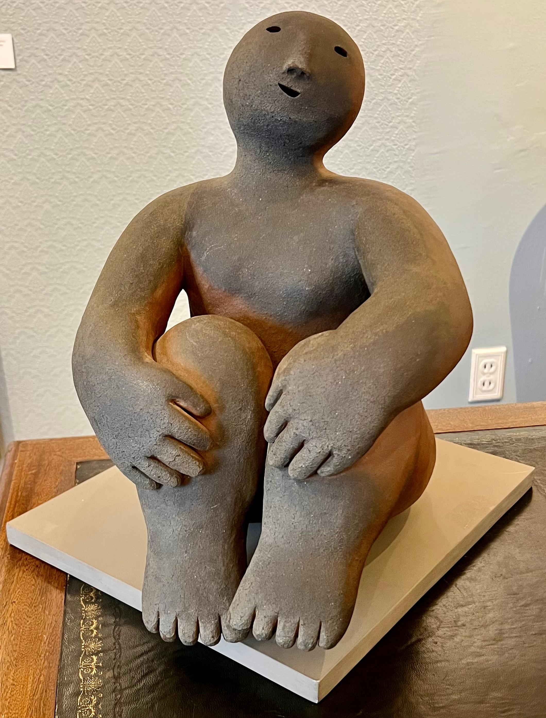 Sitting Figure with Knees Up - Sculpture by Joy Brown