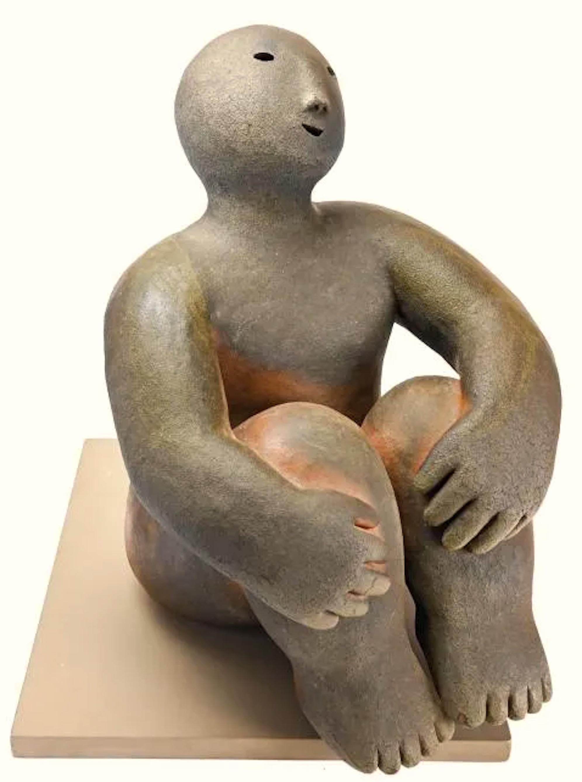Joy Brown Nude Sculpture - Sitting Figure with Knees Up