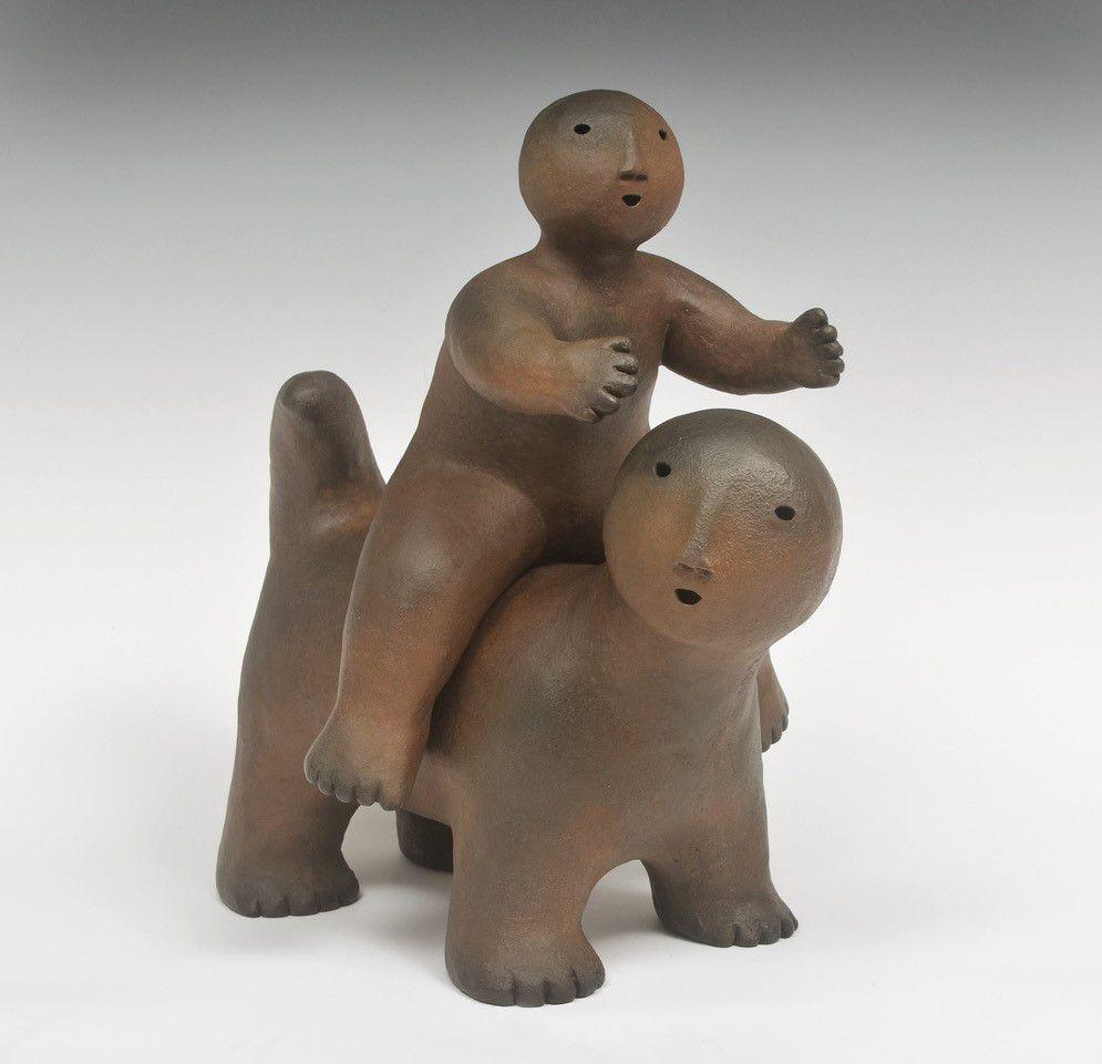 Joy Brown Figurative Sculpture - Animal with Rider, maquette