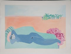 "Reclining Nude" ungerahmt signiert Siebdruck Künstler Beweis von Künstler Joy Laville