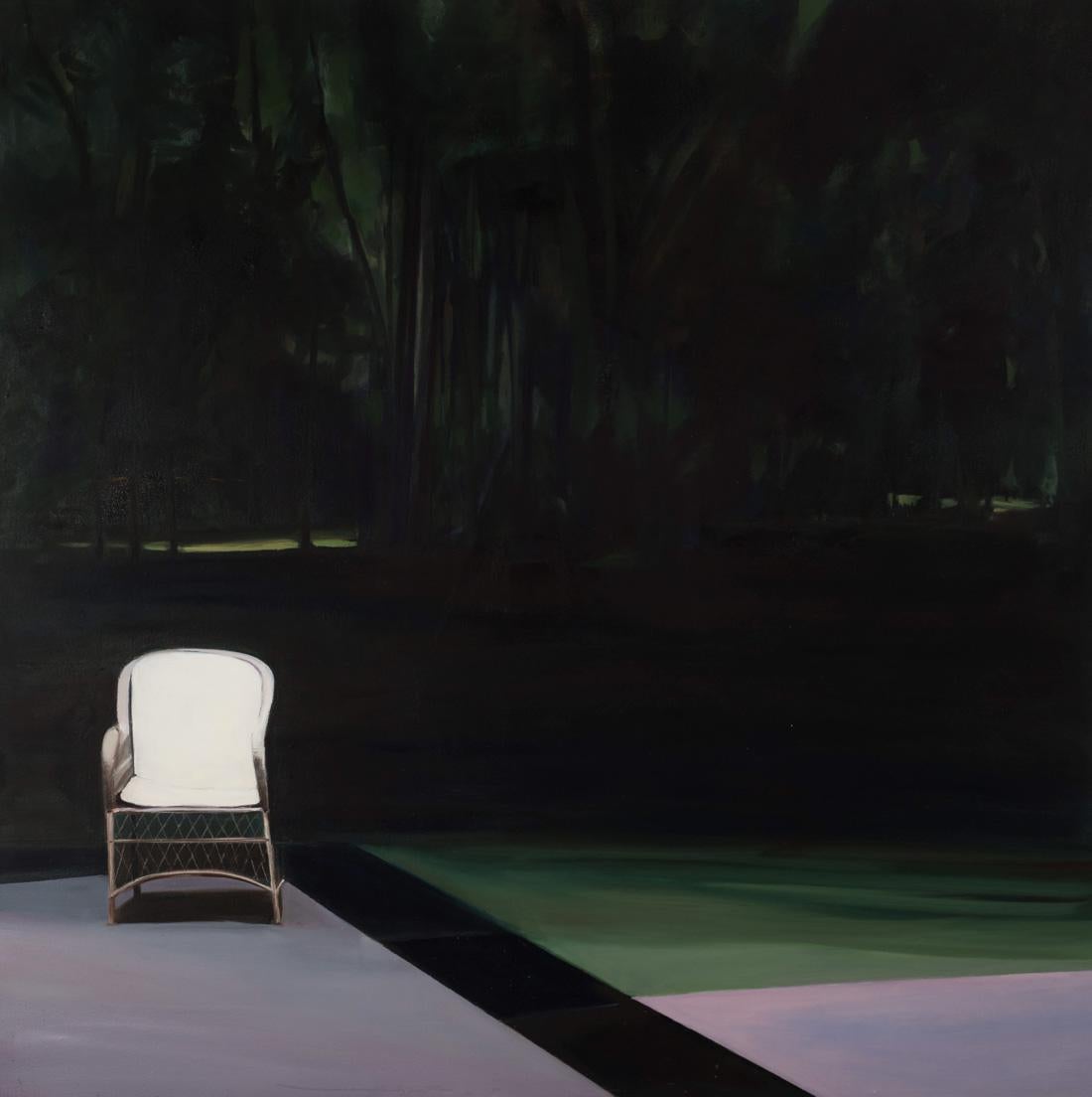 Landscape Painting Joy Moser - Chaise blanche de jardin en Luca