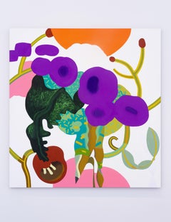 Getting There (Abstract Flower Acrylic Painting W/ bold lines and bright colors)