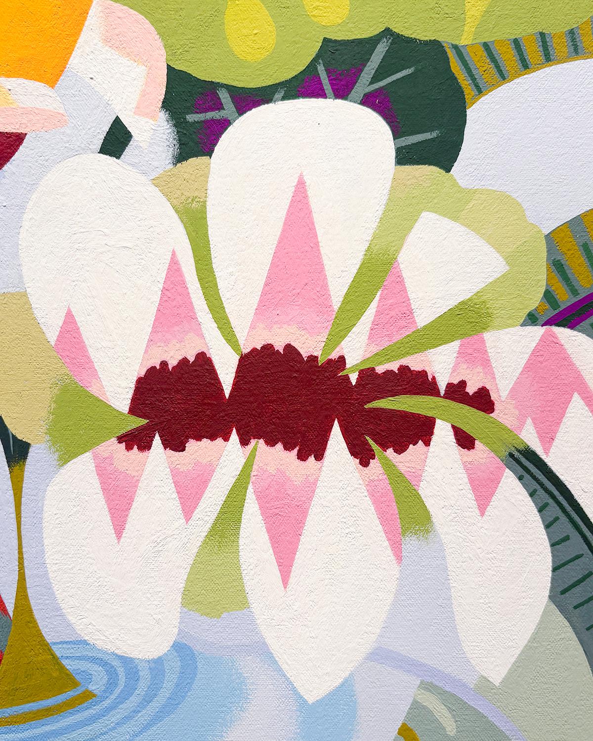 Let Go - Beige Abstract Painting by Joy Taylor