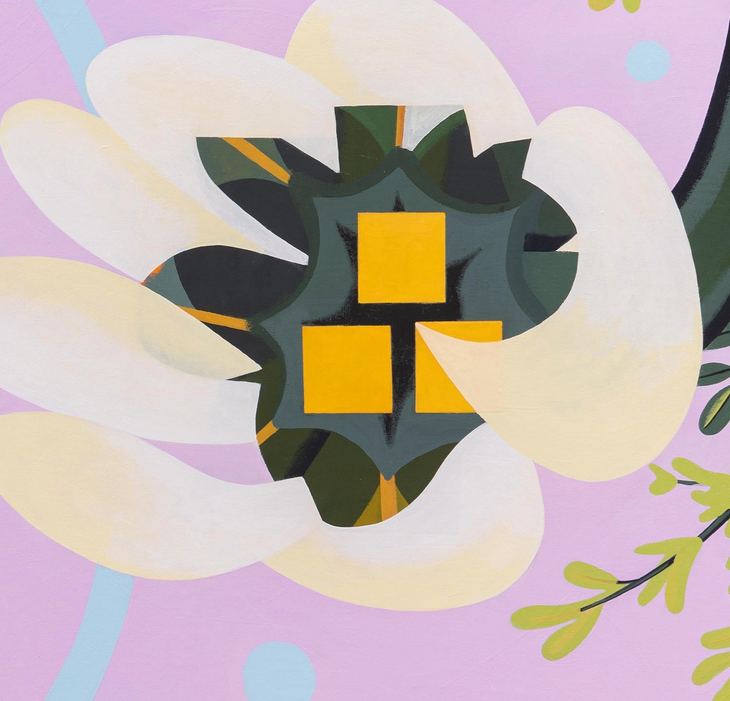 Oopsie (Natura morta astratta contemporanea floreale, dittico, arancio e orchidea)) - Abstract Painting Beige di Joy Taylor