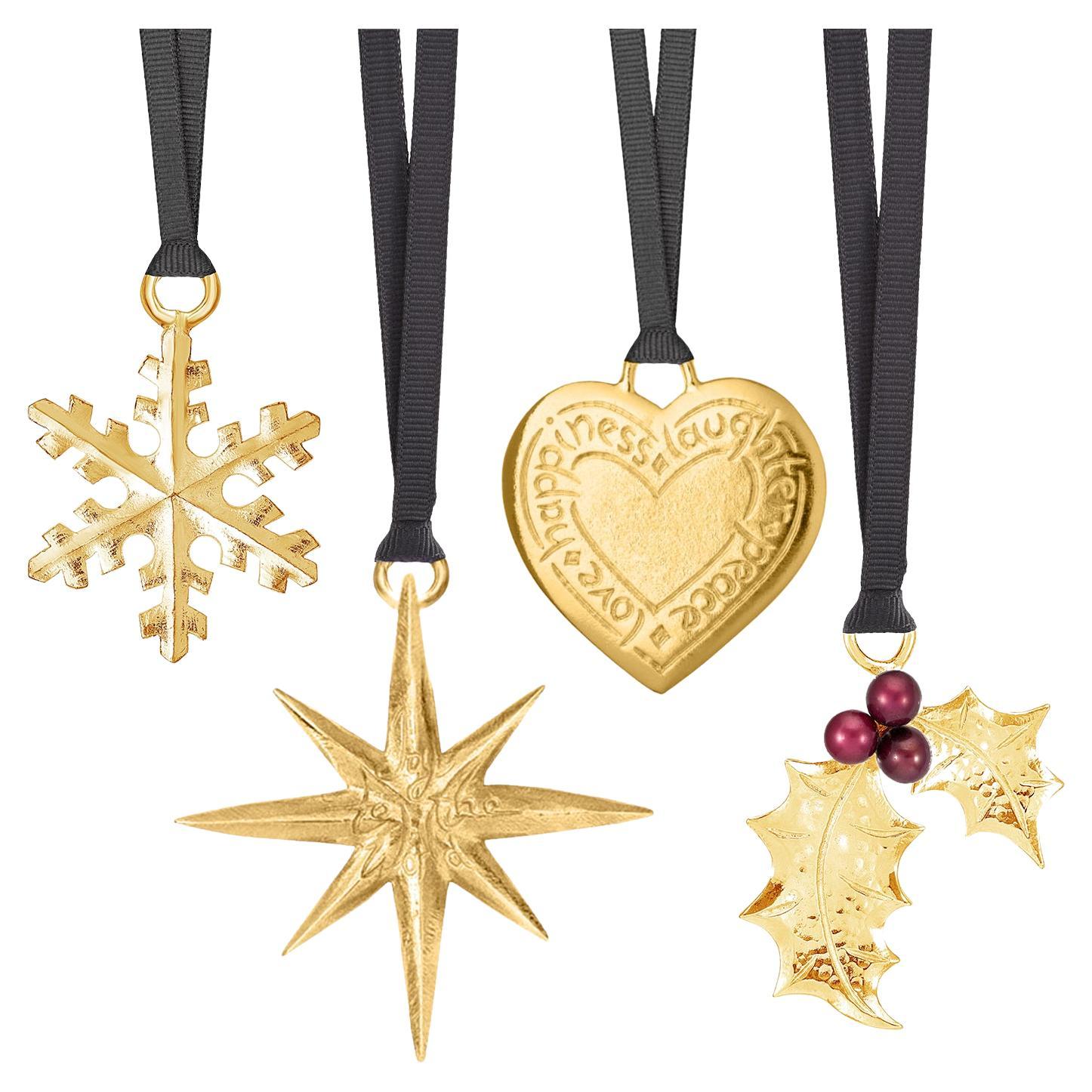 Joy to the World Christmas Decoration Set In Gold For Sale