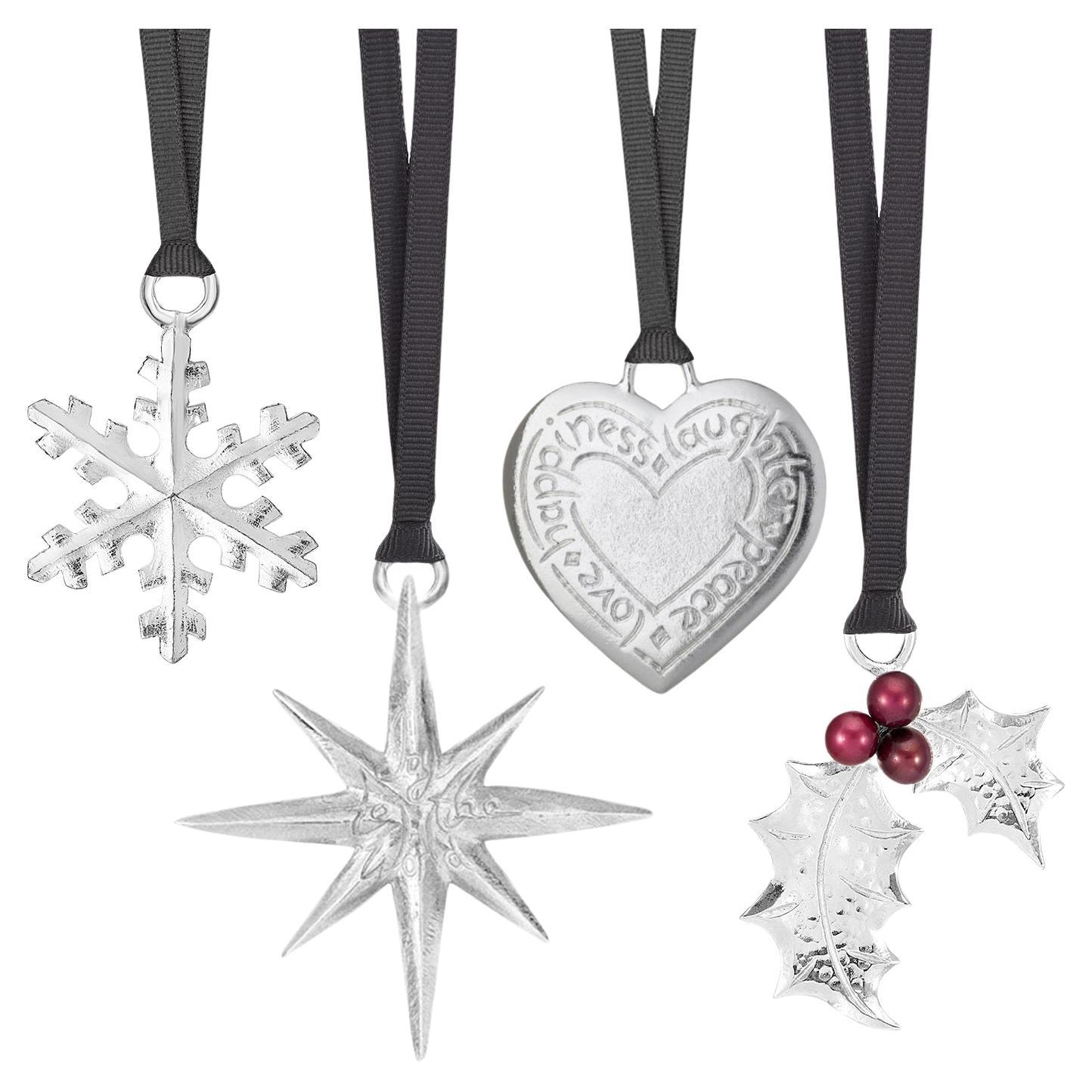 Joy to the World Christmas Decoration Set In Silver For Sale