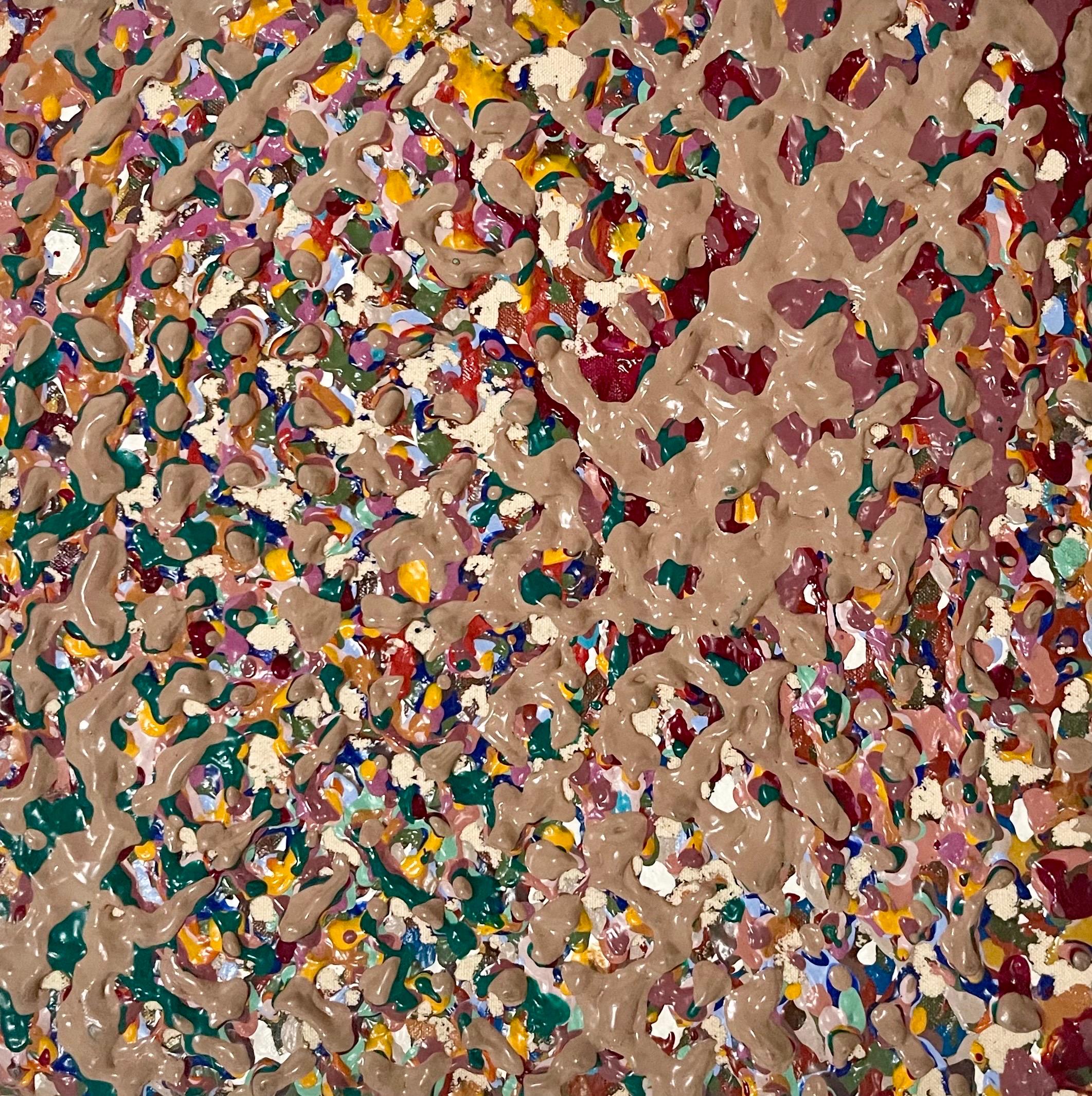 Joy Walker (Canadian, b.1942)
Pattern painting 
Acrylic on canvas,
This is heavily textured acrylic with a sculptural quality to it
Dimensions: approx. 12-1/2" x 12-1/2" 
Verso of each is signed and dated, Joy Walker / 1978 / Acrylic. Provenance: