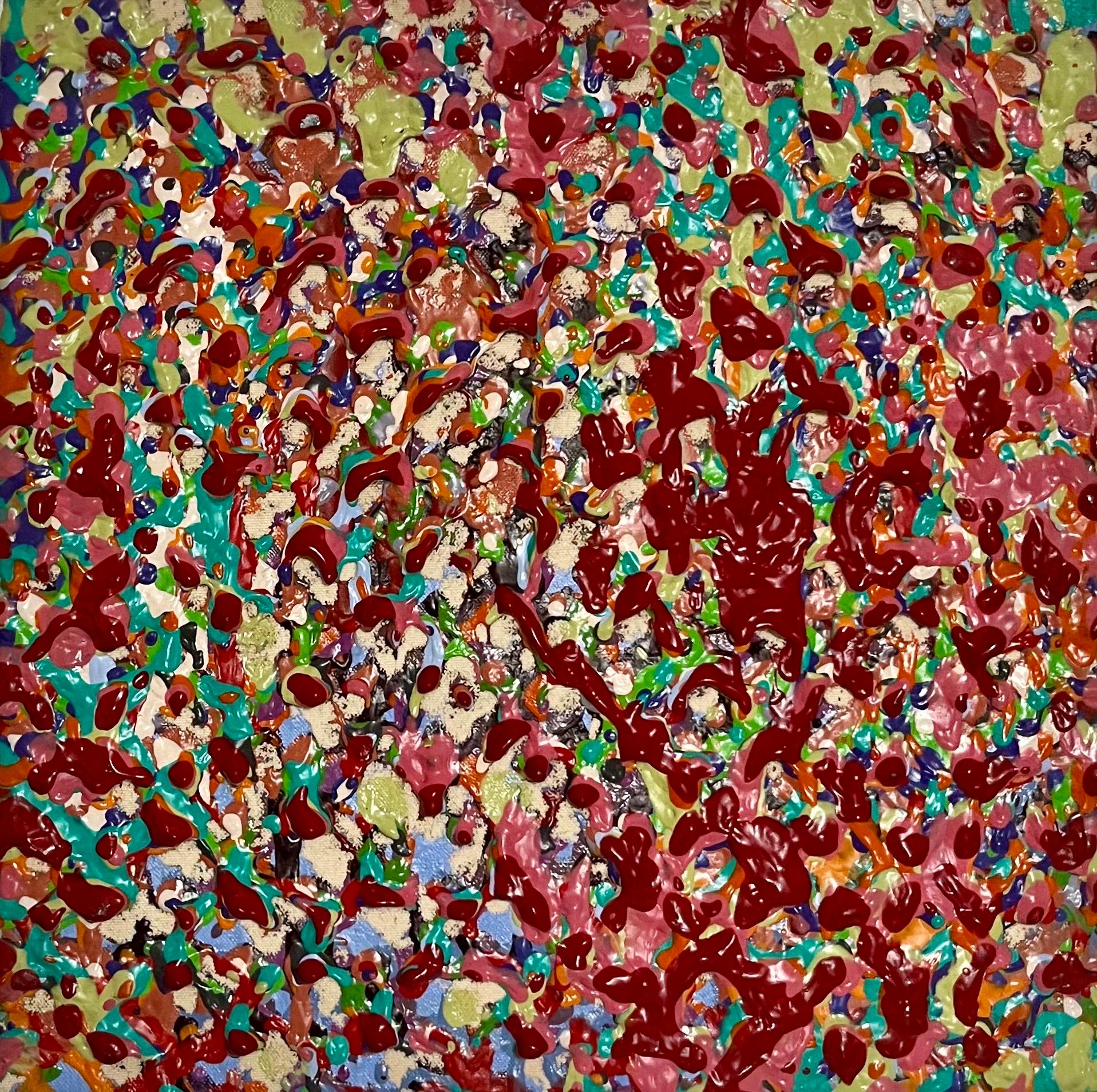 Joy Walker (Canadian, b.1942)
Pattern painting 
Acrylic on canvas,
This is heavily textured acrylic with a sculptural quality to it
Dimensions: approx. 12-1/2" x 12-1/2" 
Verso of each is signed and dated, Joy Walker / 1978 / Acrylic. Provenance: