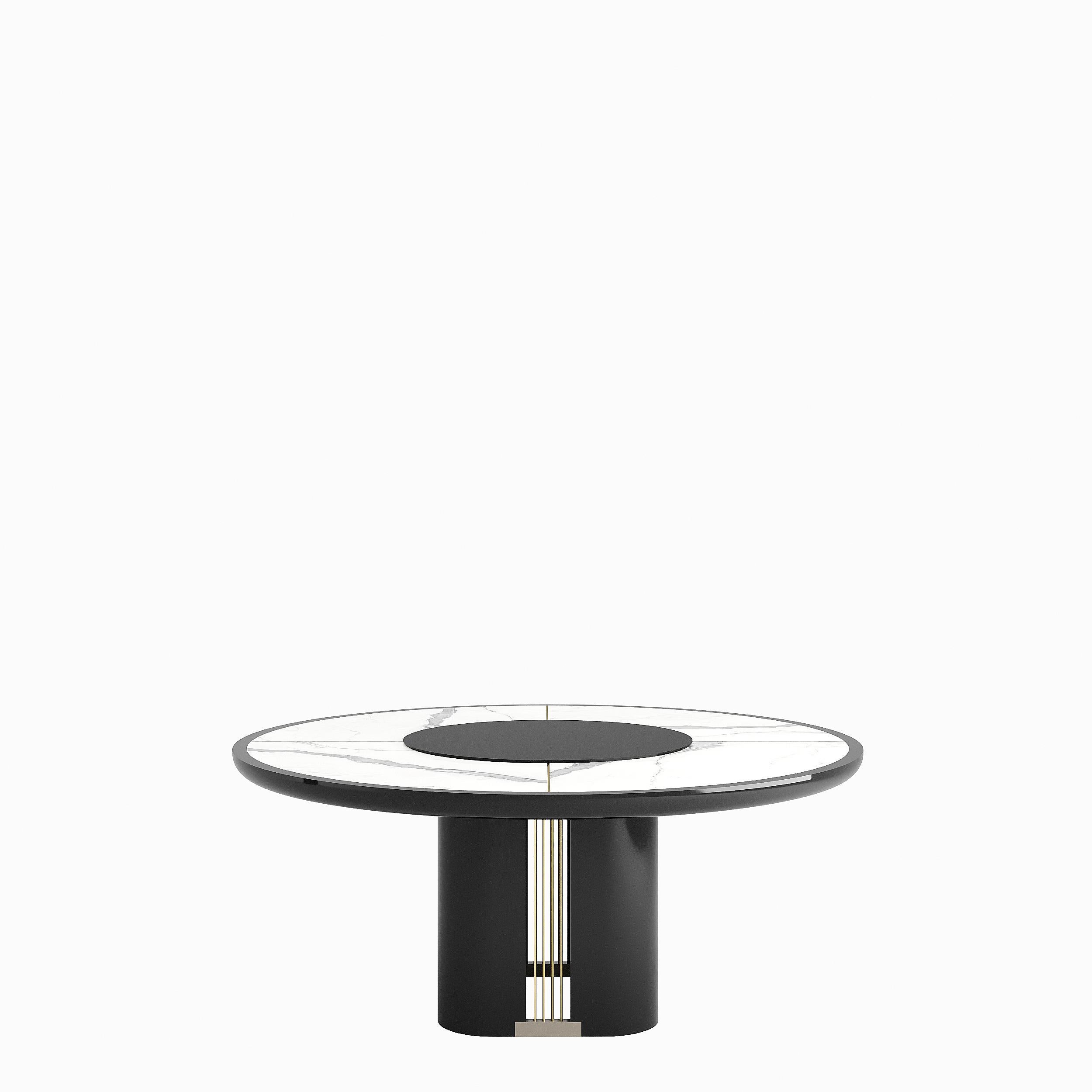Lacquered JOYA round table with rotating center For Sale