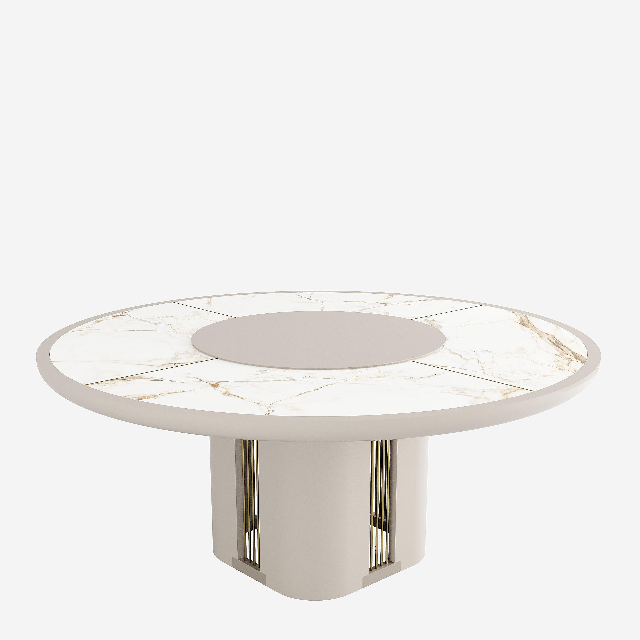 round dining table with rotating center