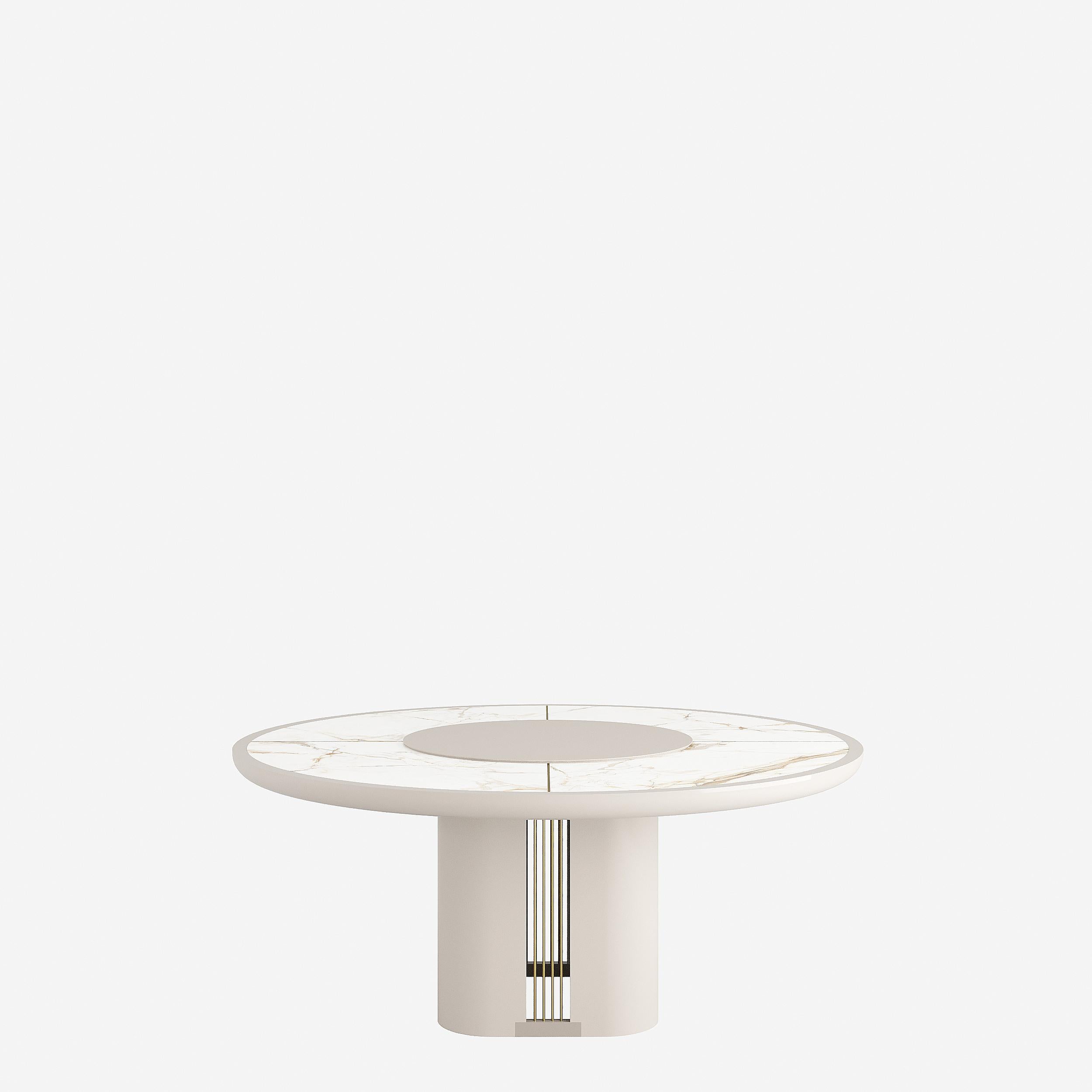 round dining table with rotating center