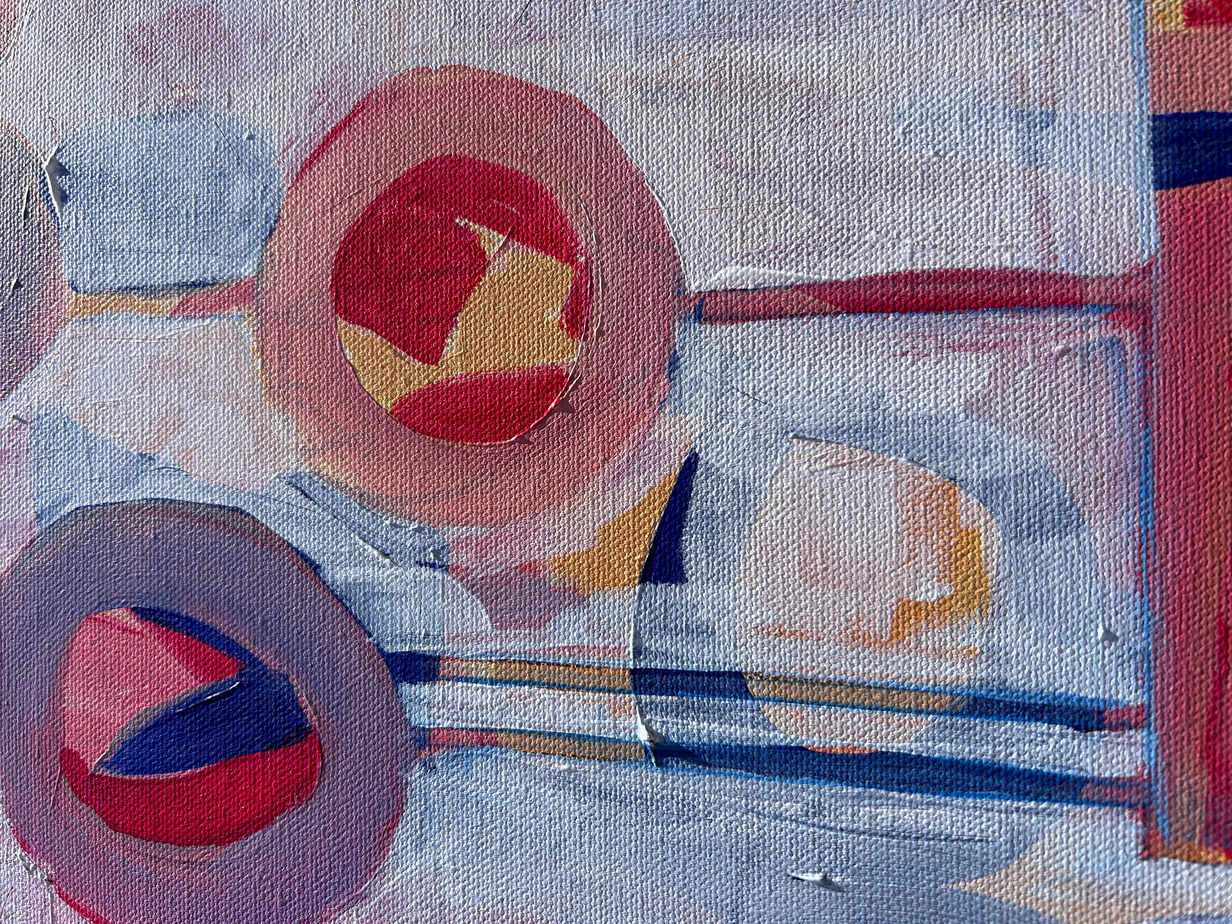 Tarta de cumpleaños, Pintura original - Still-Life Painting Gris de Joyanna Margo