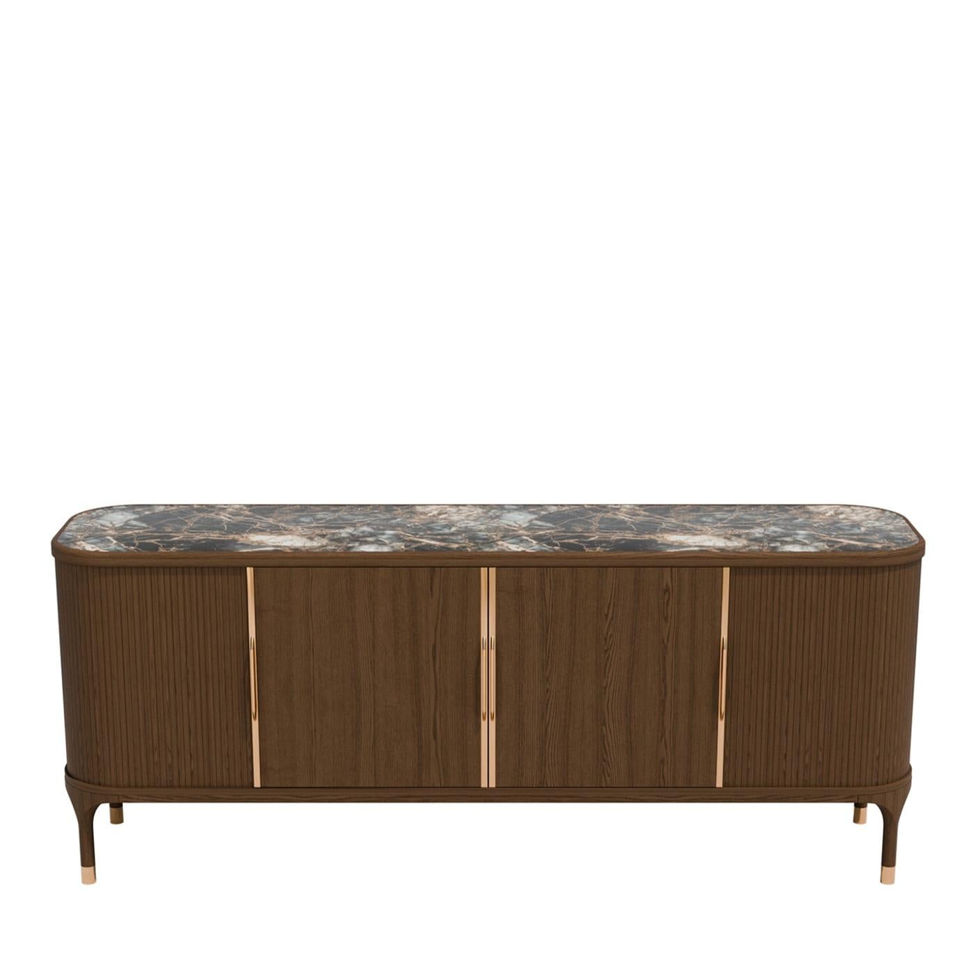 Italian Joyce 4-Door Sideboard with Stone Top by Libero Rutilo For Sale