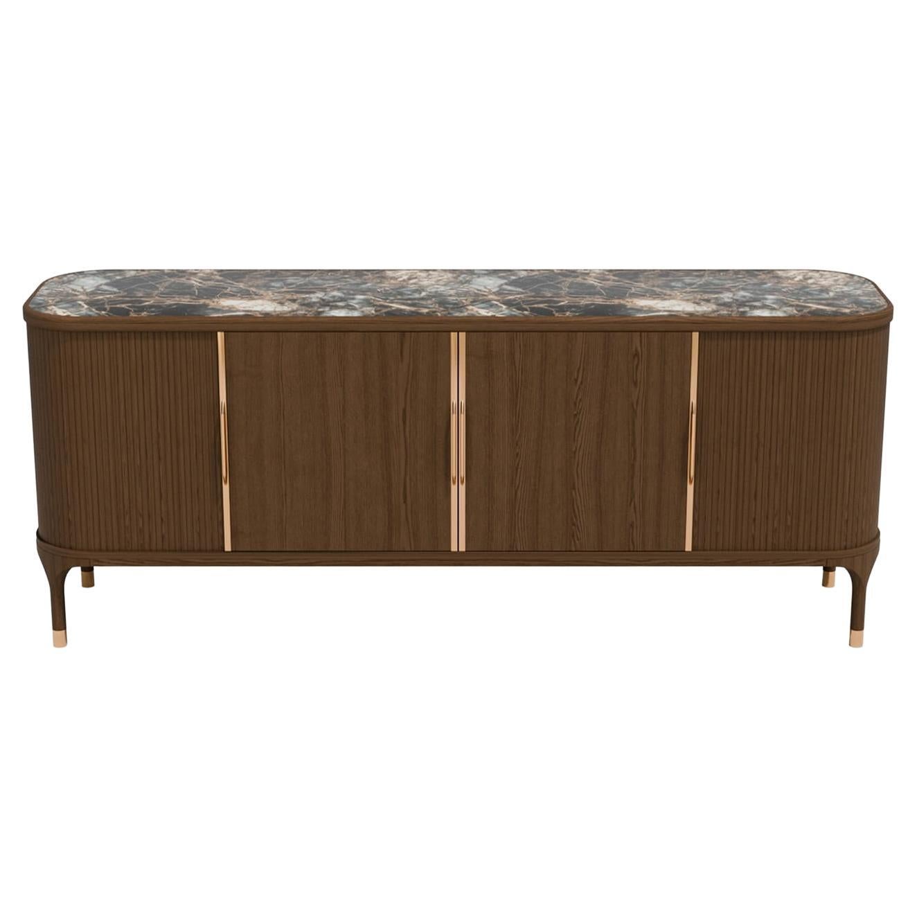 Joyce 4-Door Sideboard with Stone Top by Libero Rutilo For Sale
