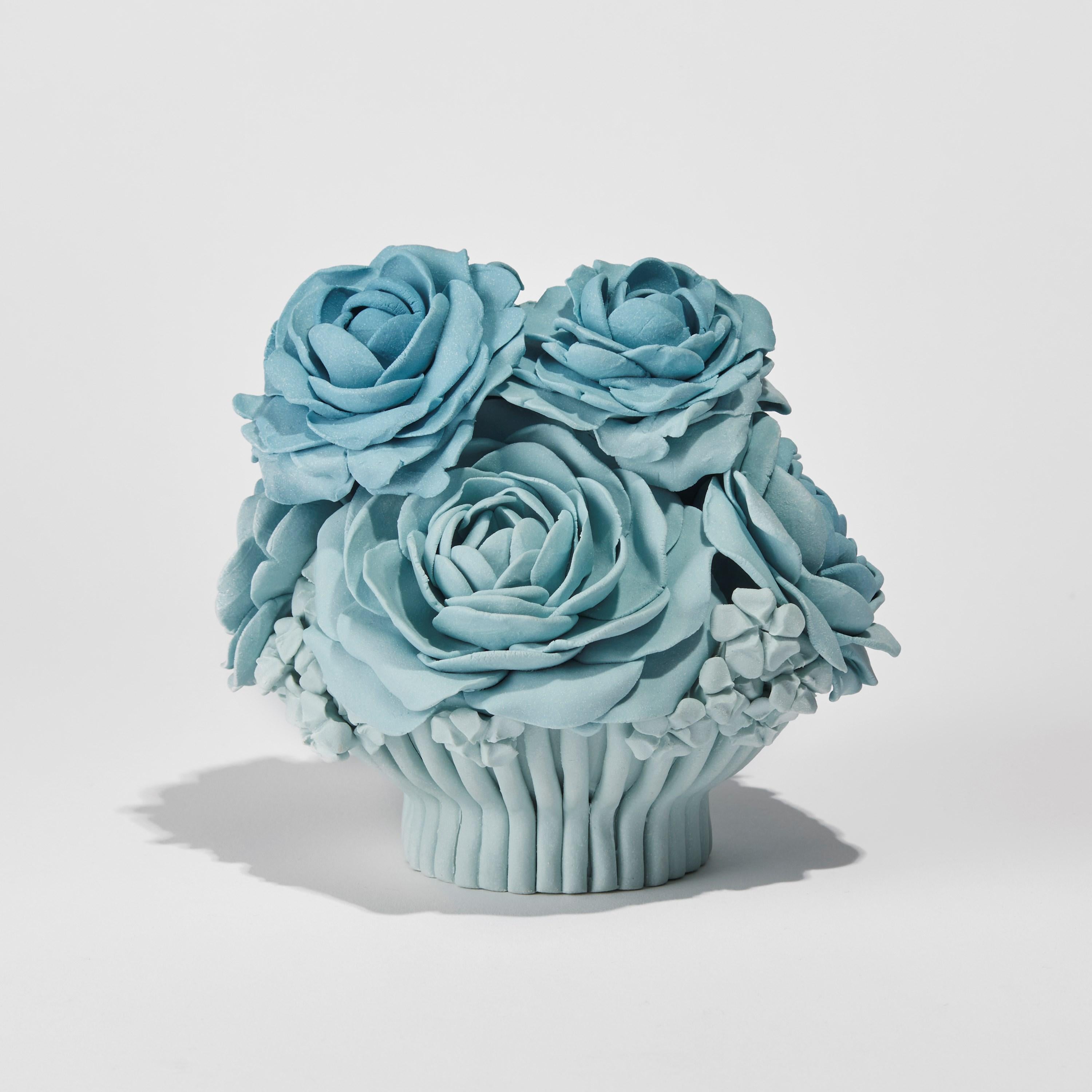 Organic Modern Joyce, a Pastel Blue Porcelain Floral Sculptural Centrepiece by Vanessa Hogge