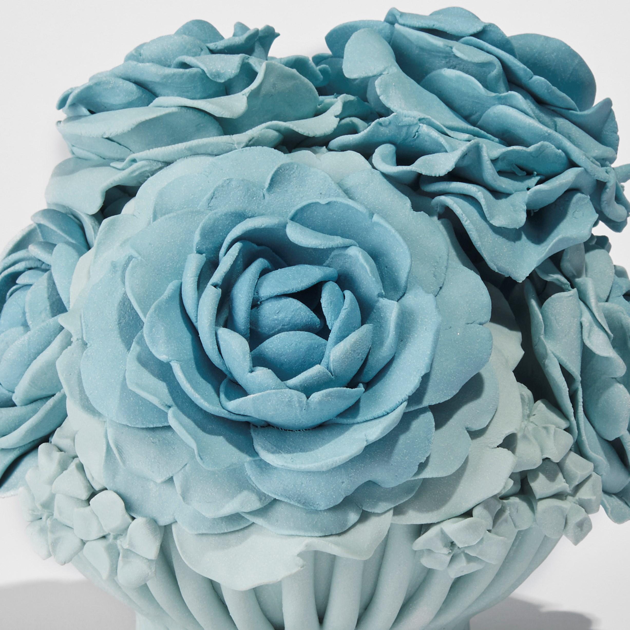 British Joyce, a Pastel Blue Porcelain Floral Sculptural Centrepiece by Vanessa Hogge