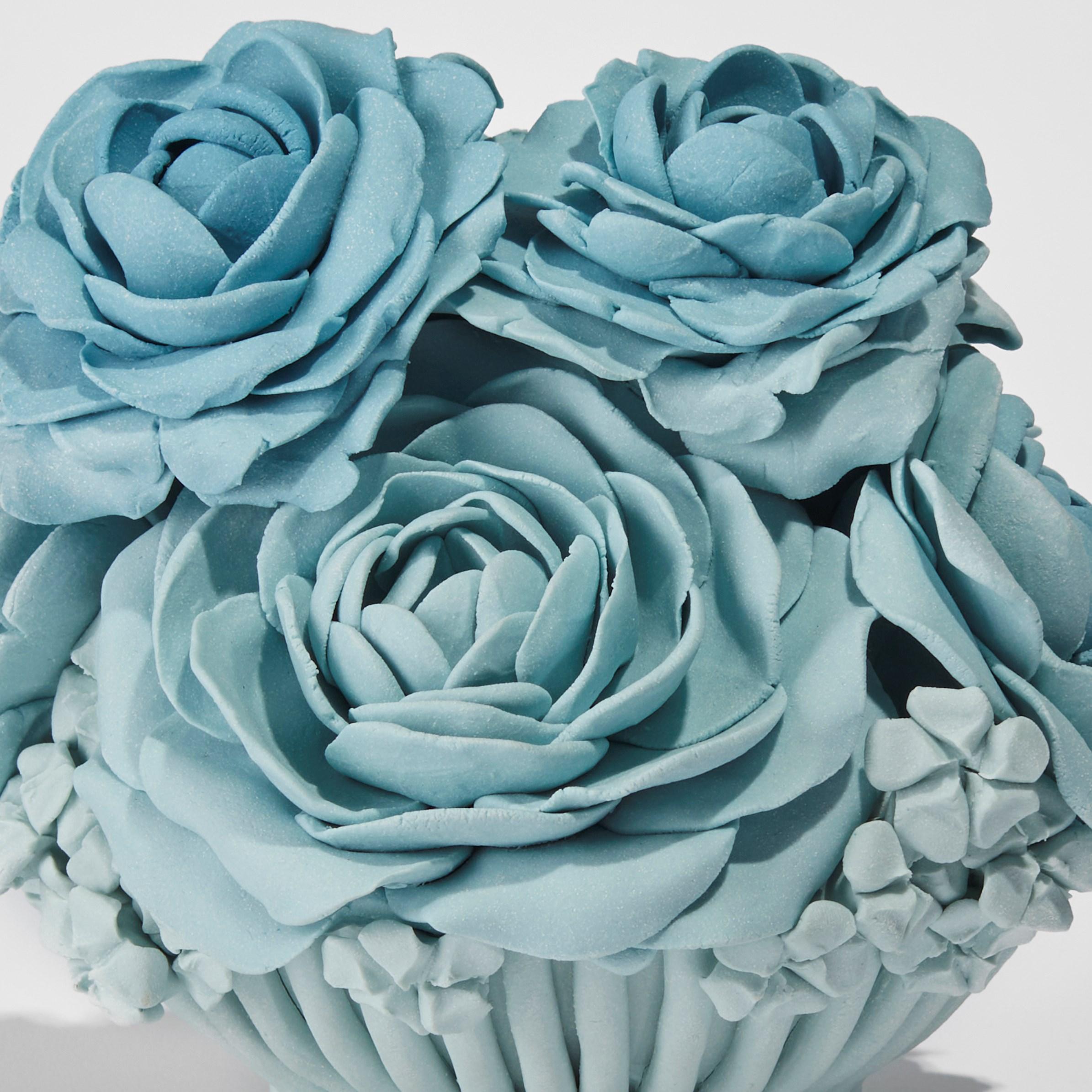 Hand-Crafted Joyce, a Pastel Blue Porcelain Floral Sculptural Centrepiece by Vanessa Hogge