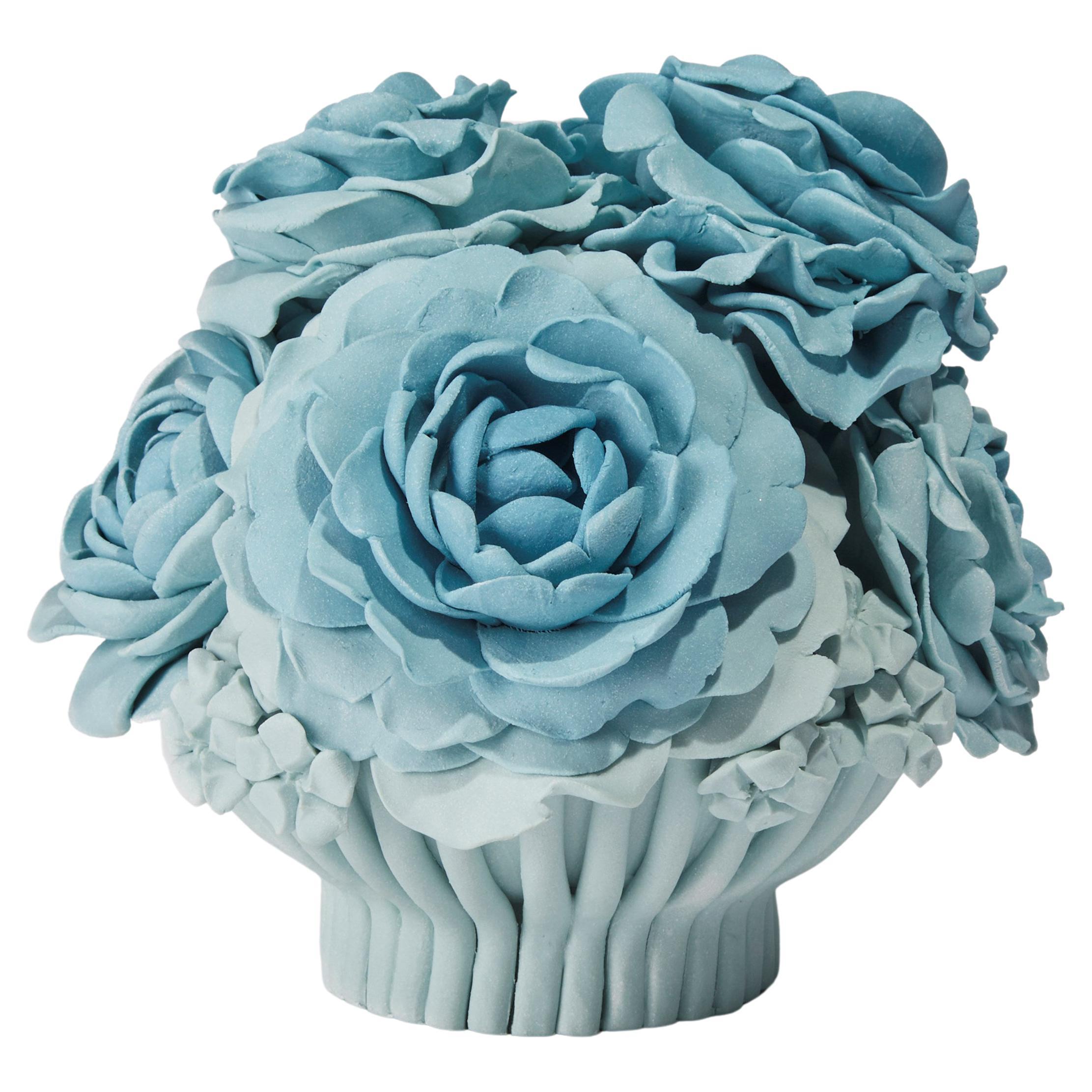 Joyce, a Pastel Blue Porcelain Floral Sculptural Centrepiece by Vanessa Hogge
