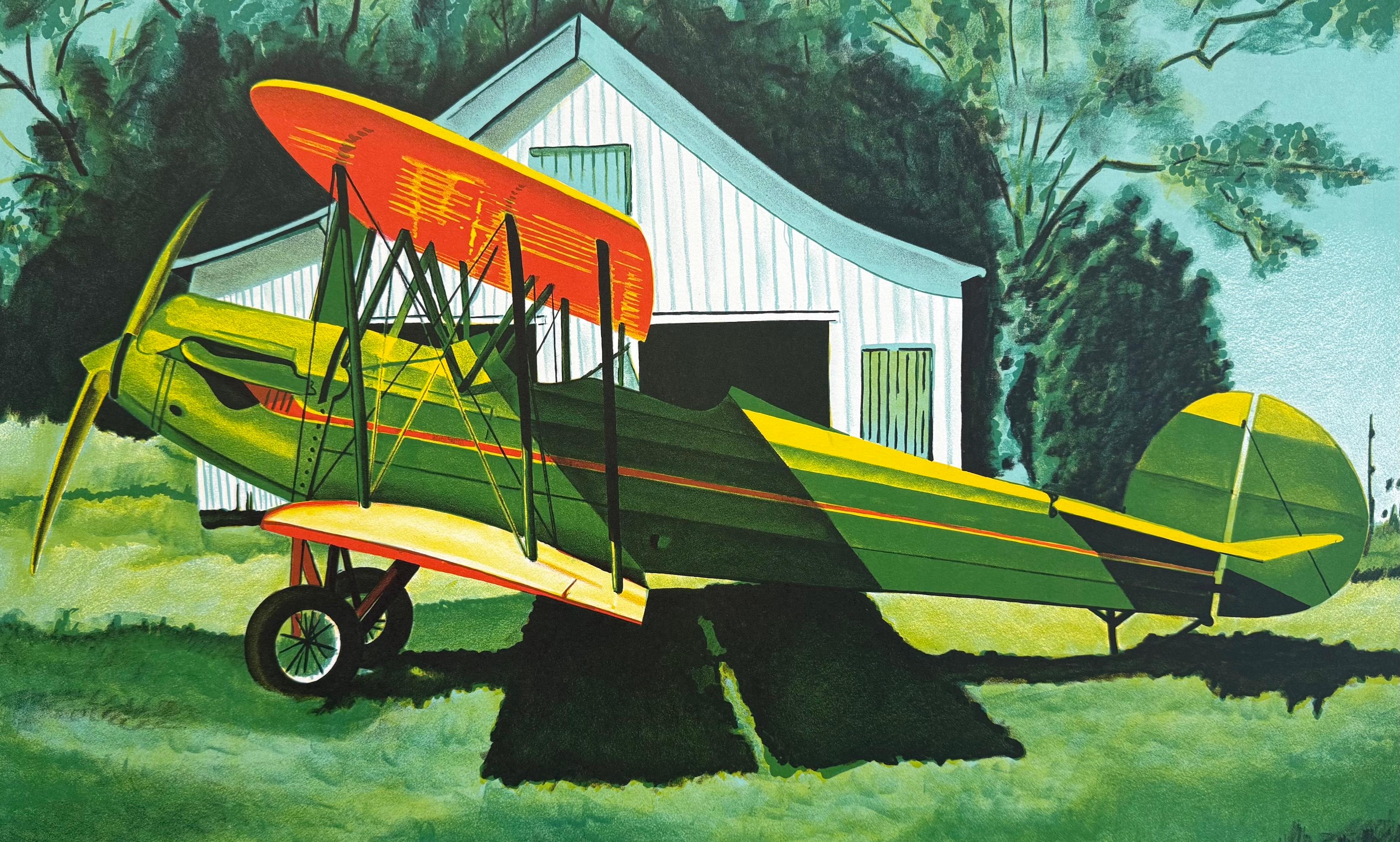 FAIRCHILD Signed Original Lithograph, Historic Biplane, Aviation History (Zeitgenössisch), Print, von Joyce Arons