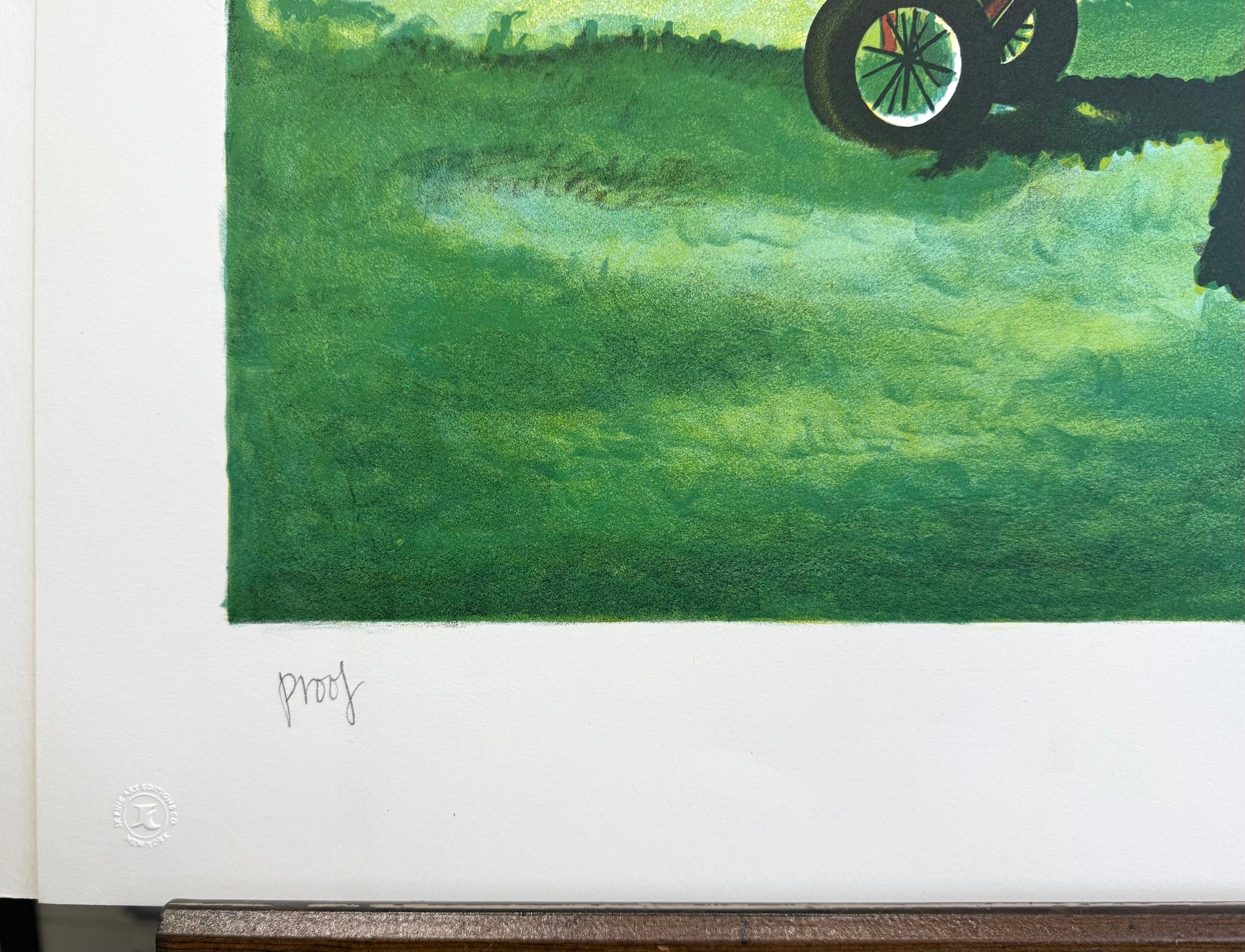 FAIRCHILD Signed Original Lithograph, Historic Biplane, Aviation History (Grau), Portrait Print, von Joyce Arons