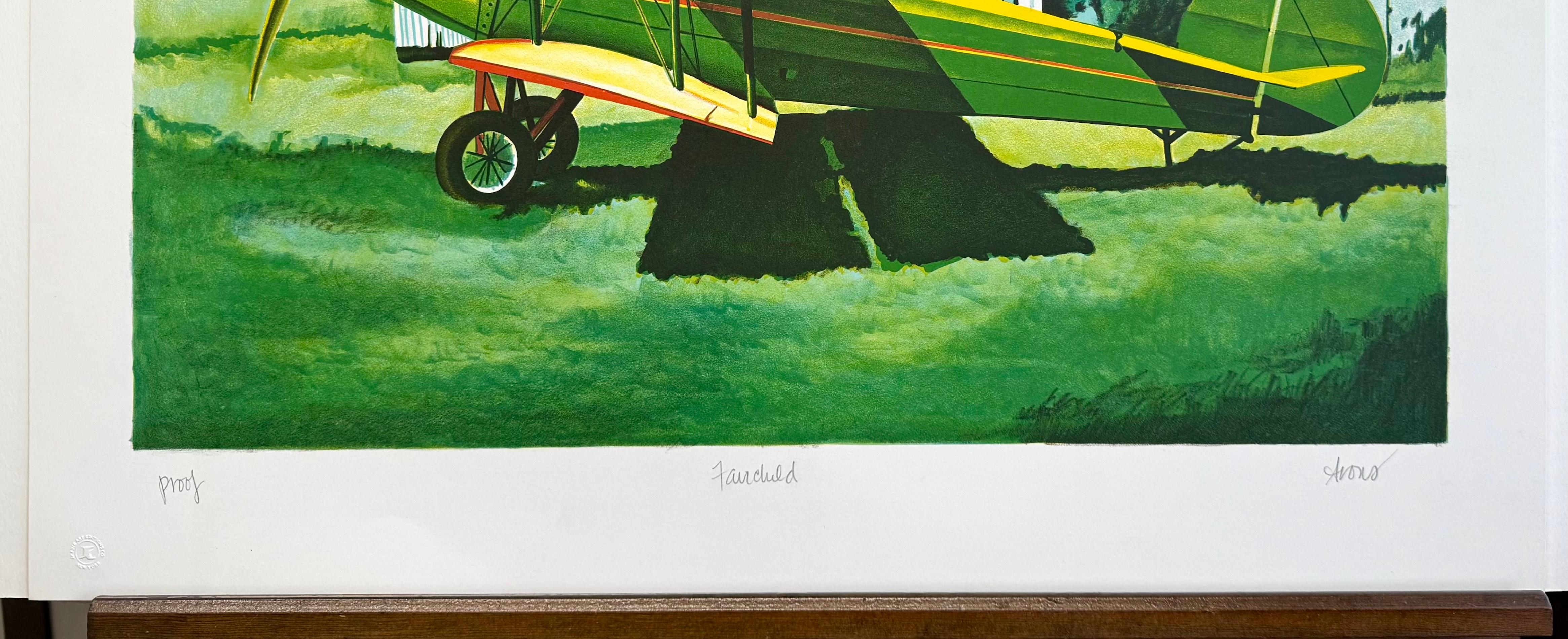 FAIRCHILD Signed Original Lithograph, Historic Biplane, Aviation History im Angebot 2