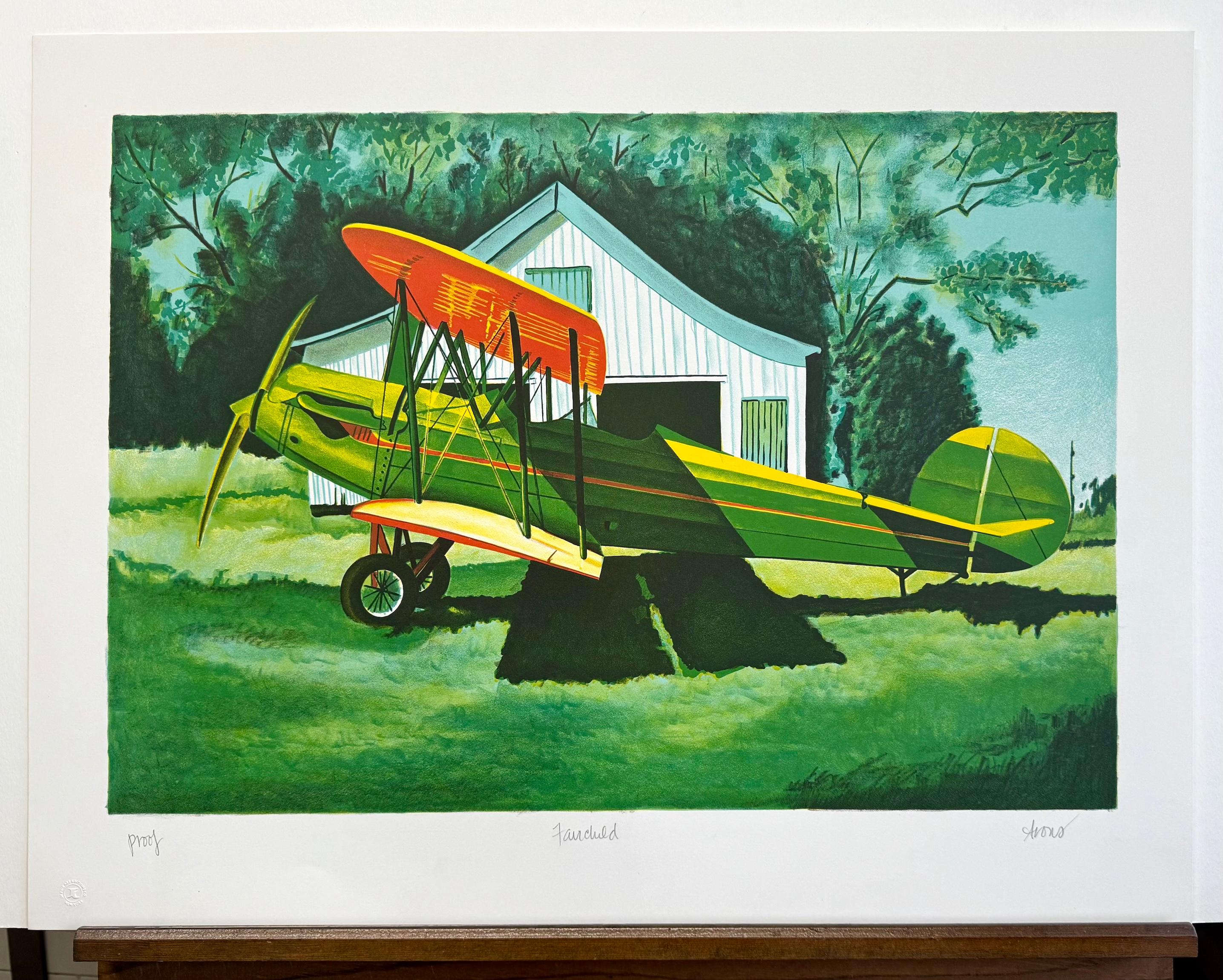 FAIRCHILD Signed Original Lithograph, Historic Biplane, Aviation History im Angebot 3