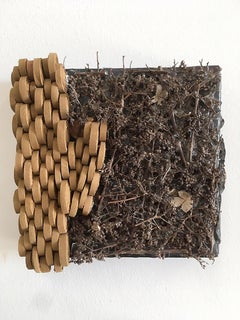 Wall sculpture made of suede & natural organic material: 'Flora/Fauna'