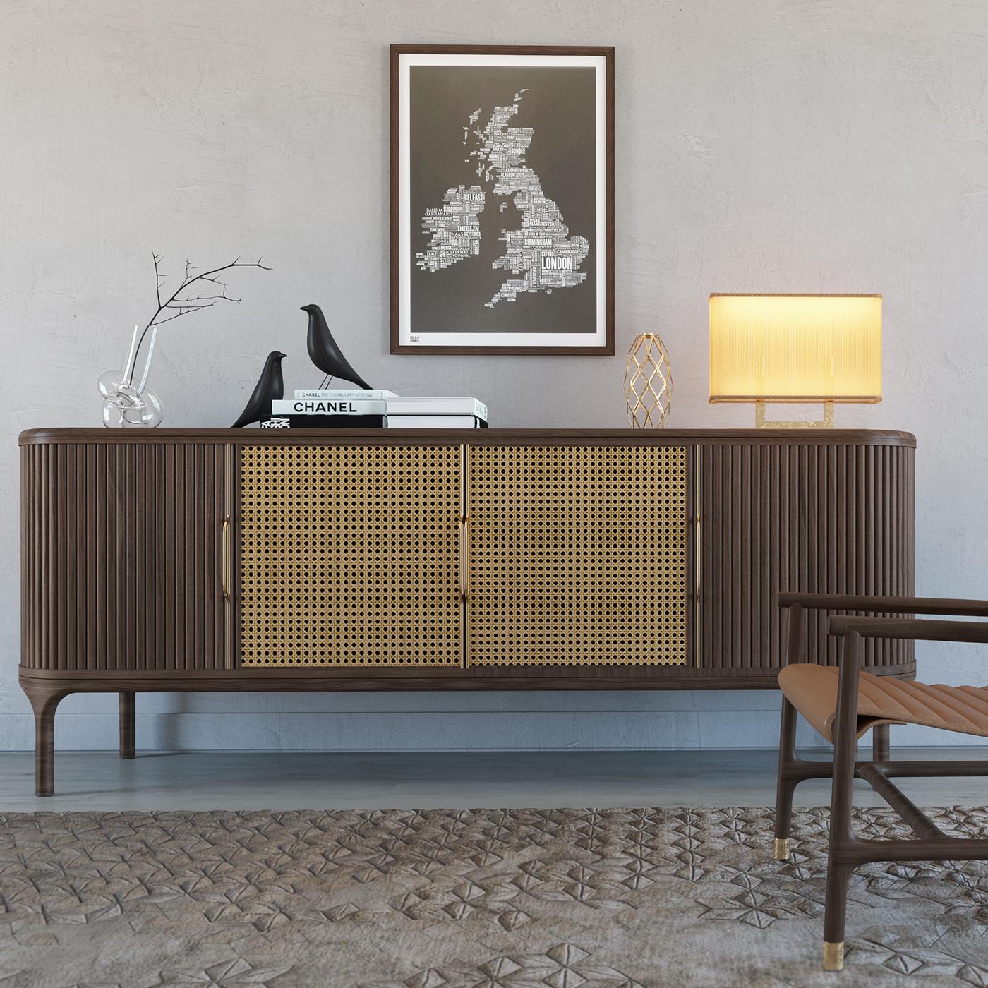 Joyce Brown Viennese Cane Sideboard by Libero Rutilo In New Condition For Sale In Milan, IT