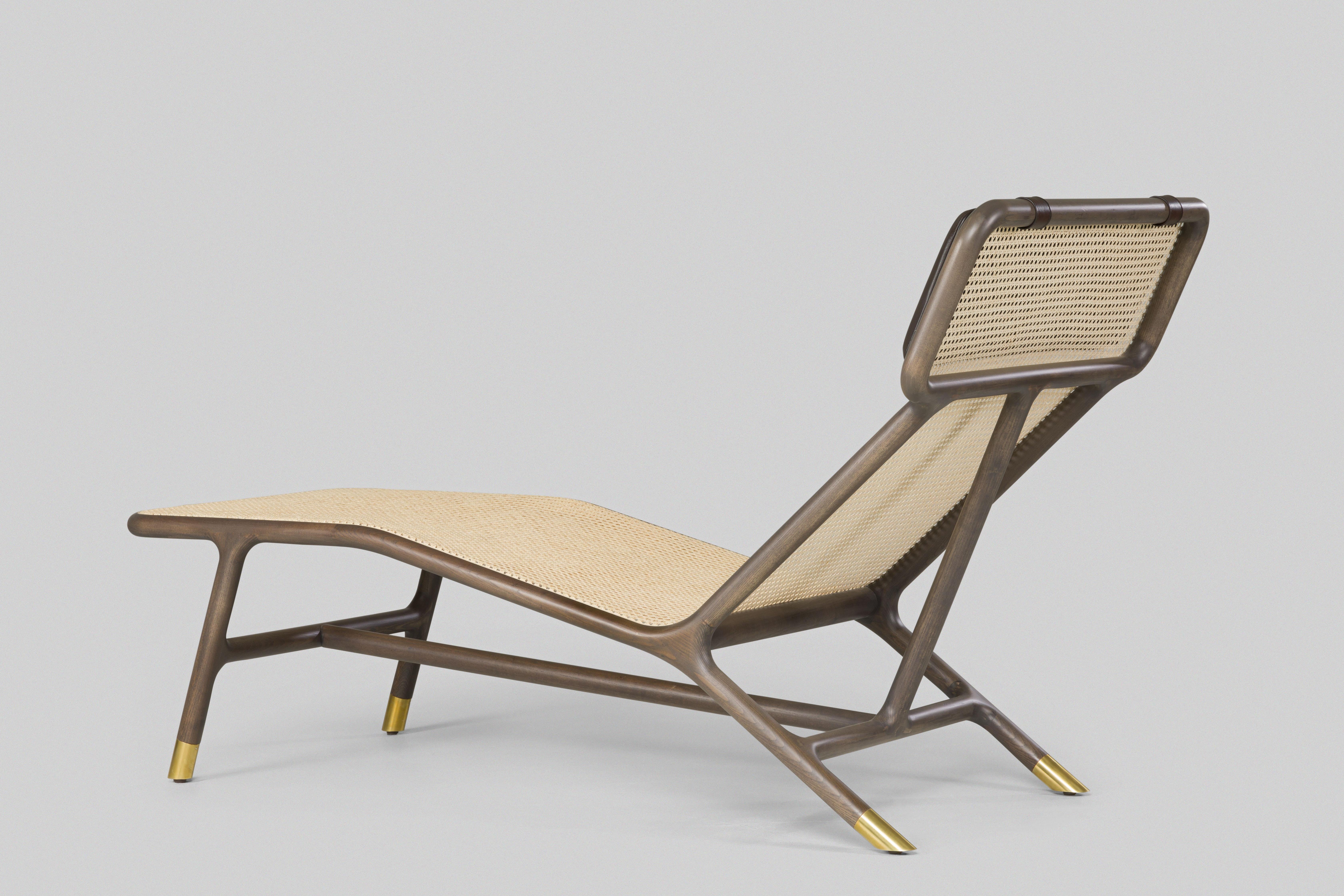Joyce Chaise Longue by Morelato, Made of Ashwood and Vienna Straw 1