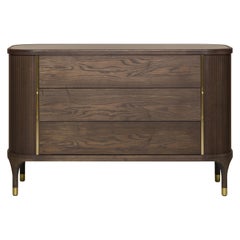 Joyce Chest of Drawers, Made of Ashwood and Brass with Sahara Noir Top