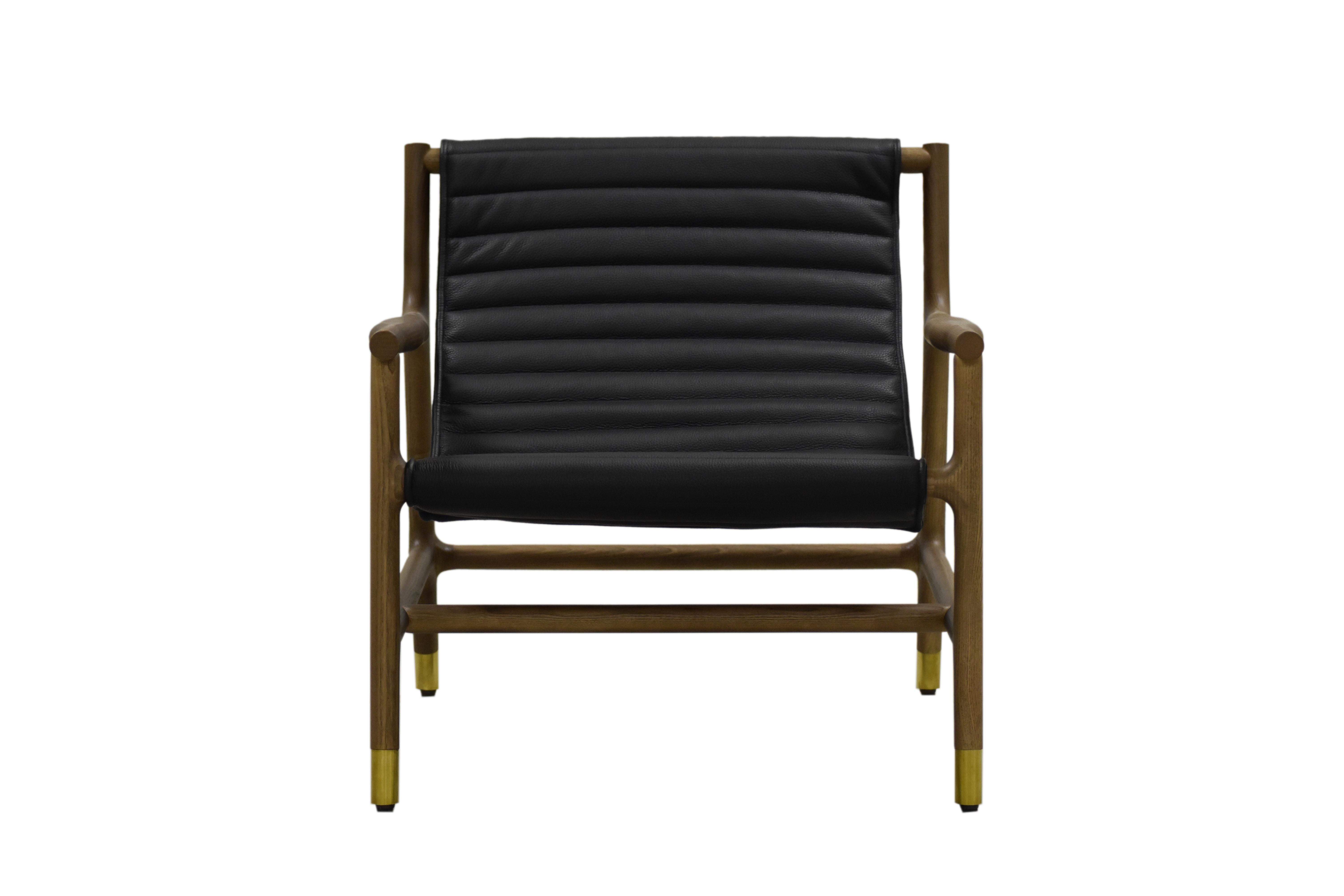Joyce, Contemporary Armchair Made of Ashwood with Tufted Leather, by Morelato 1