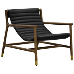 Joyce, Contemporary Armchair Made of Ashwood with Tufted Leather, by Morelato
