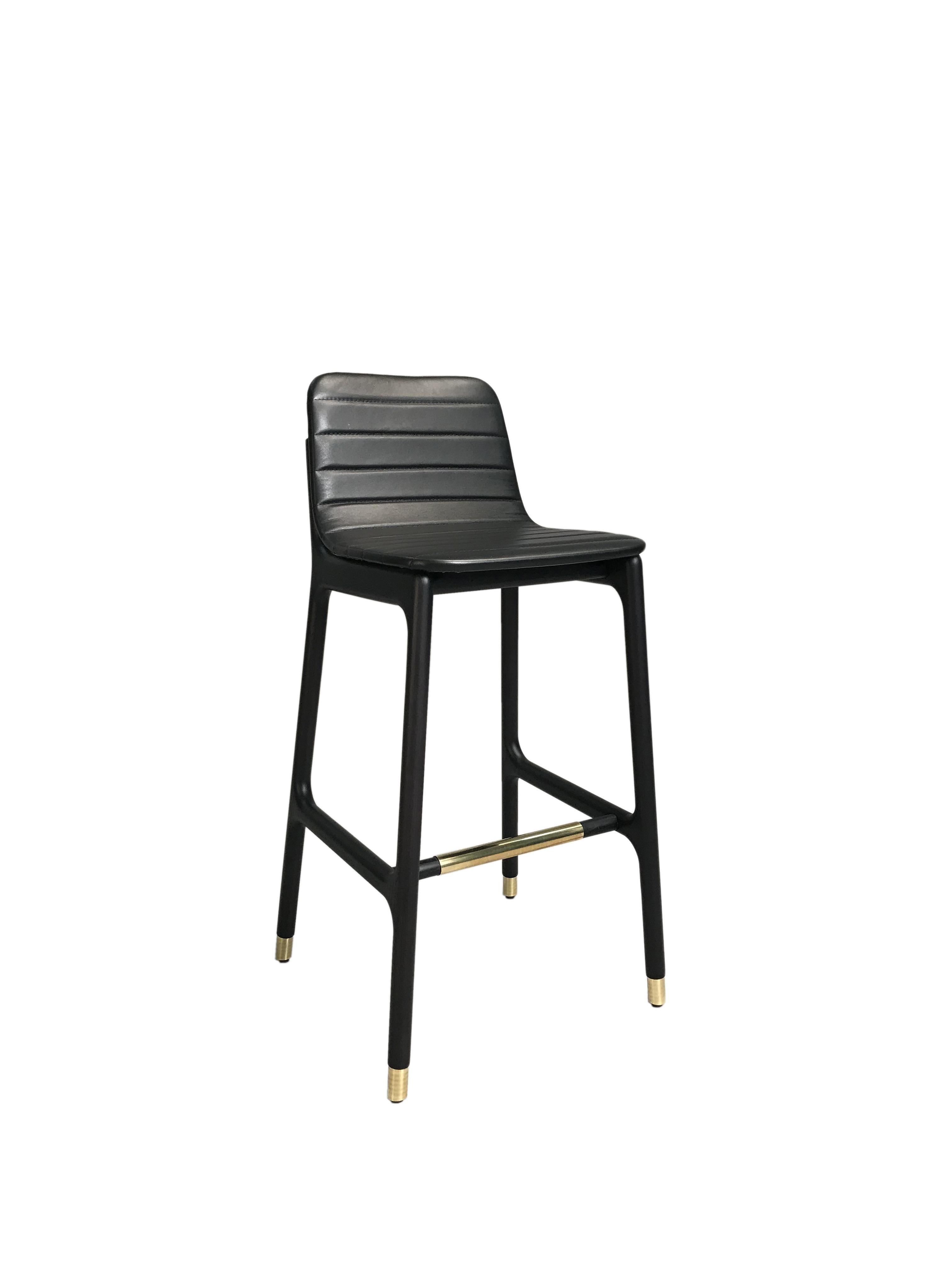 Italian Morelato - Joyce Contemporary Stool in Ashwood and Leather