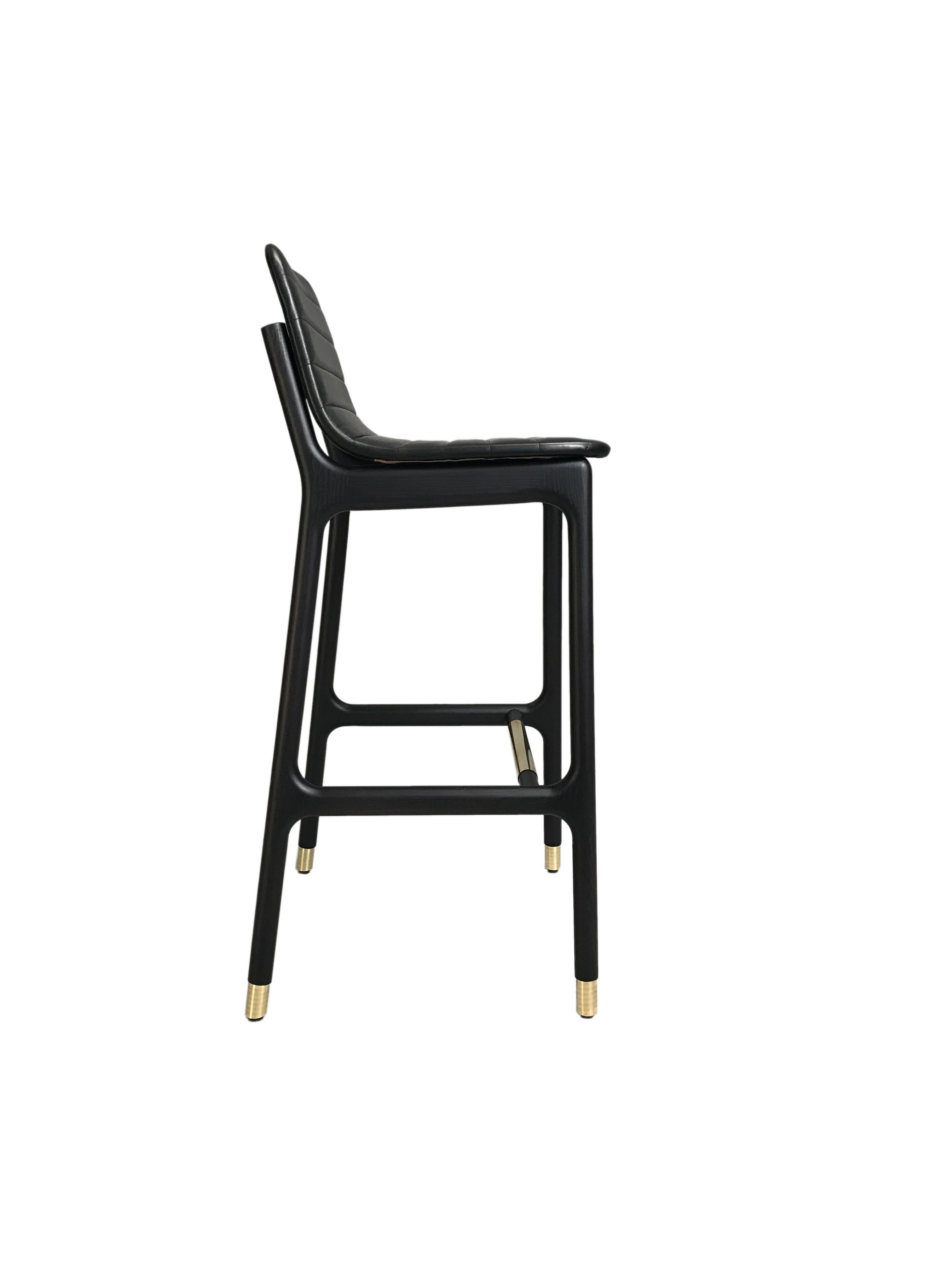 Morelato - Joyce Contemporary Stool in Ashwood and Leather In New Condition In Salizzole, IT