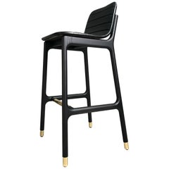 Morelato - Joyce Contemporary Stool in Ashwood and Leather