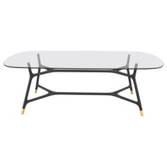 Joyce Contemporary Dining Table in Turned Ashwood and Glass Top