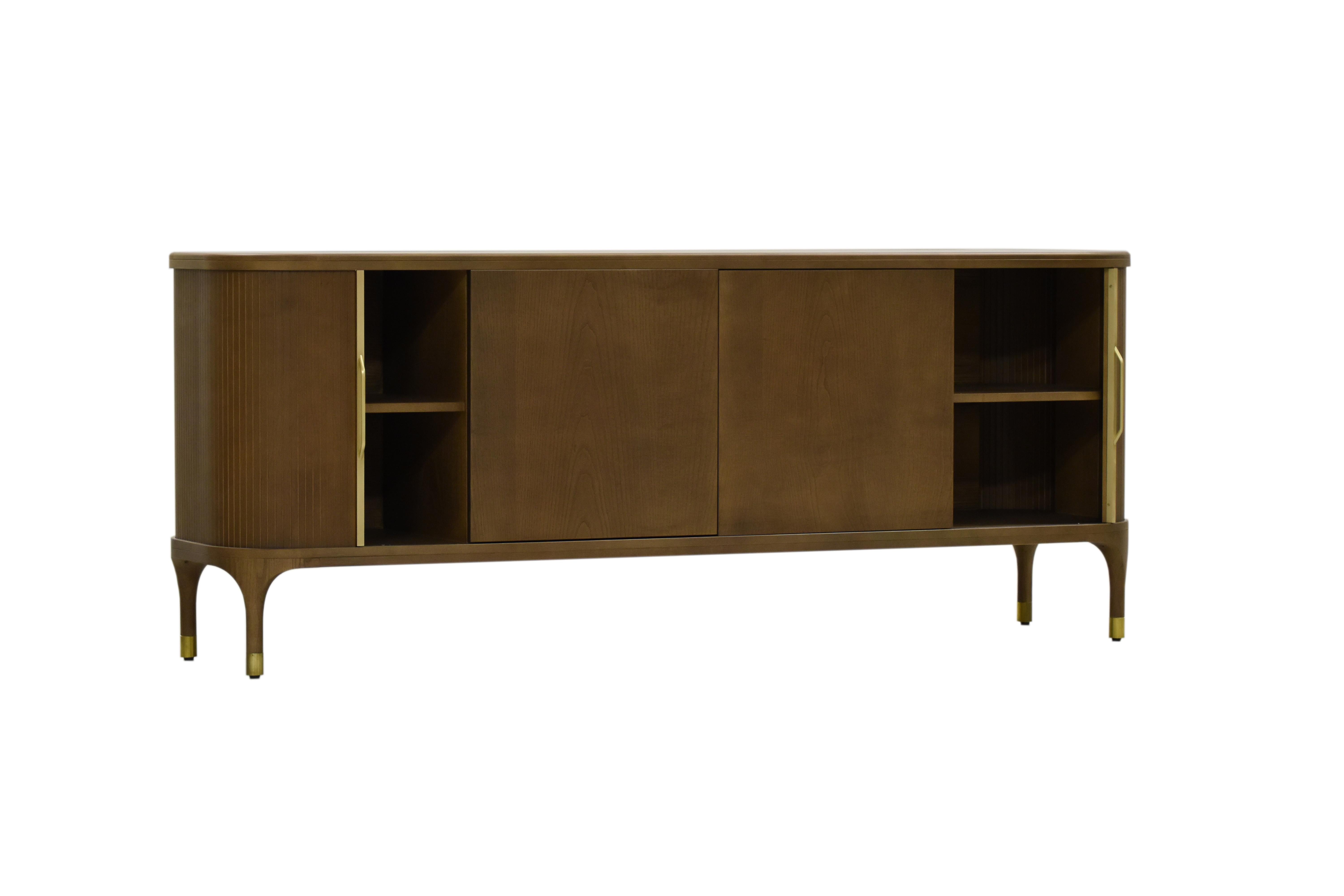 Joyce Contemporary Sideboards in Ashwood with Sliding Doors 6