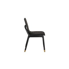 Joyce Contemporary Upholstered Dining Chair in Ashwood and Tufted Leather Seat