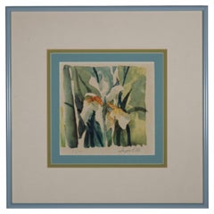 Joyce Ells Watercolor Painting, 1972, Moody Flowers, Framed
