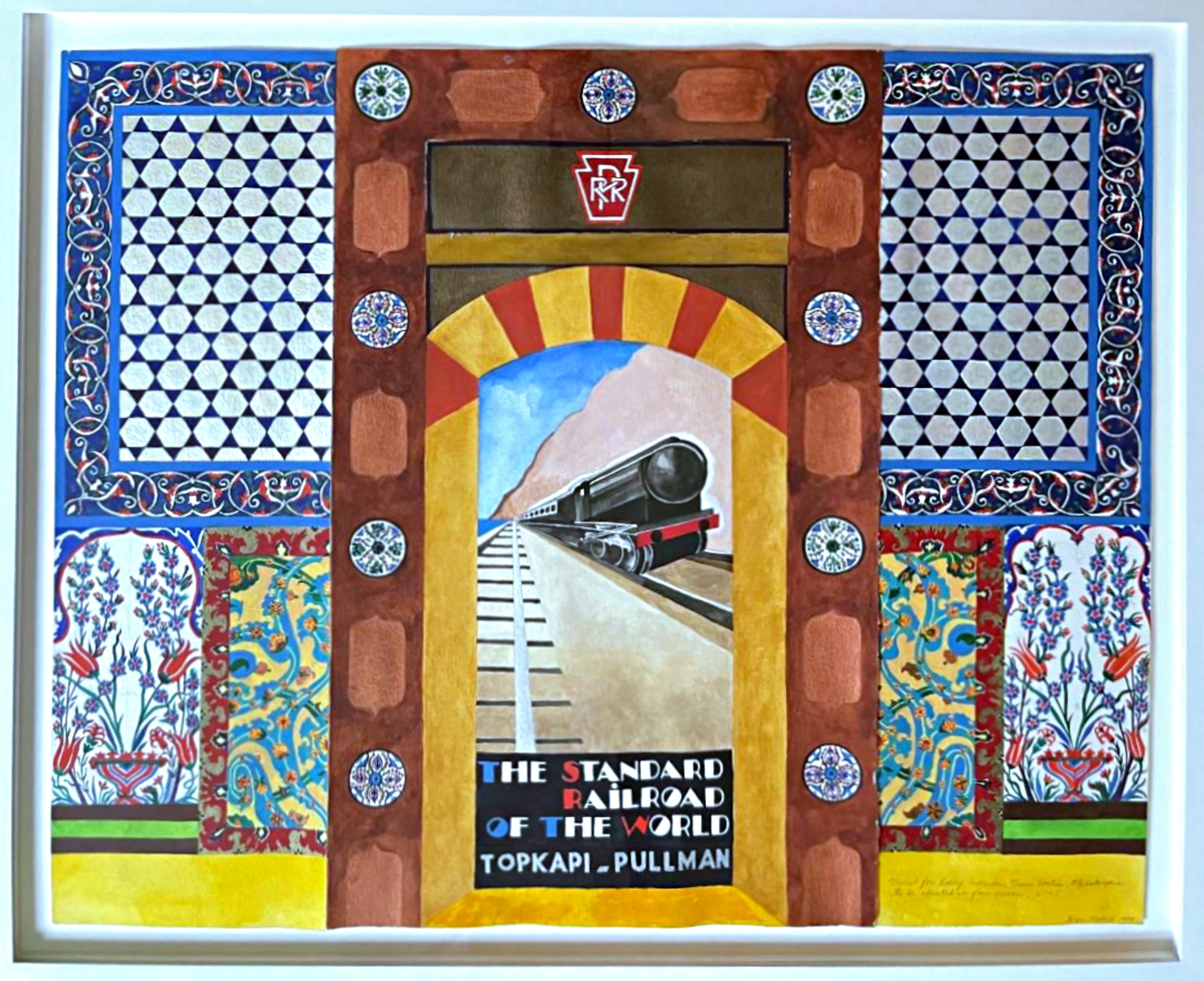 Joyce Kozloff Figurative Painting – Topkapi Pullman (basiert auf Wandmalerei für Lobby, Suburban Train Station, Philadelphia)